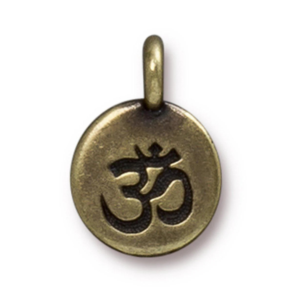Antiqued Brass Om Charm 16x12mm Greece Pewter Large Hole