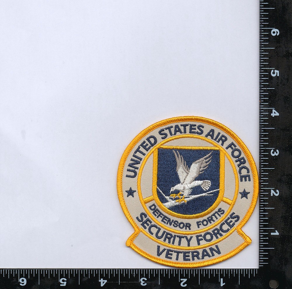 USAF Security Forces Veteran Embroidered Patch with Wax Backing - 3 3/4 X 3 1/2