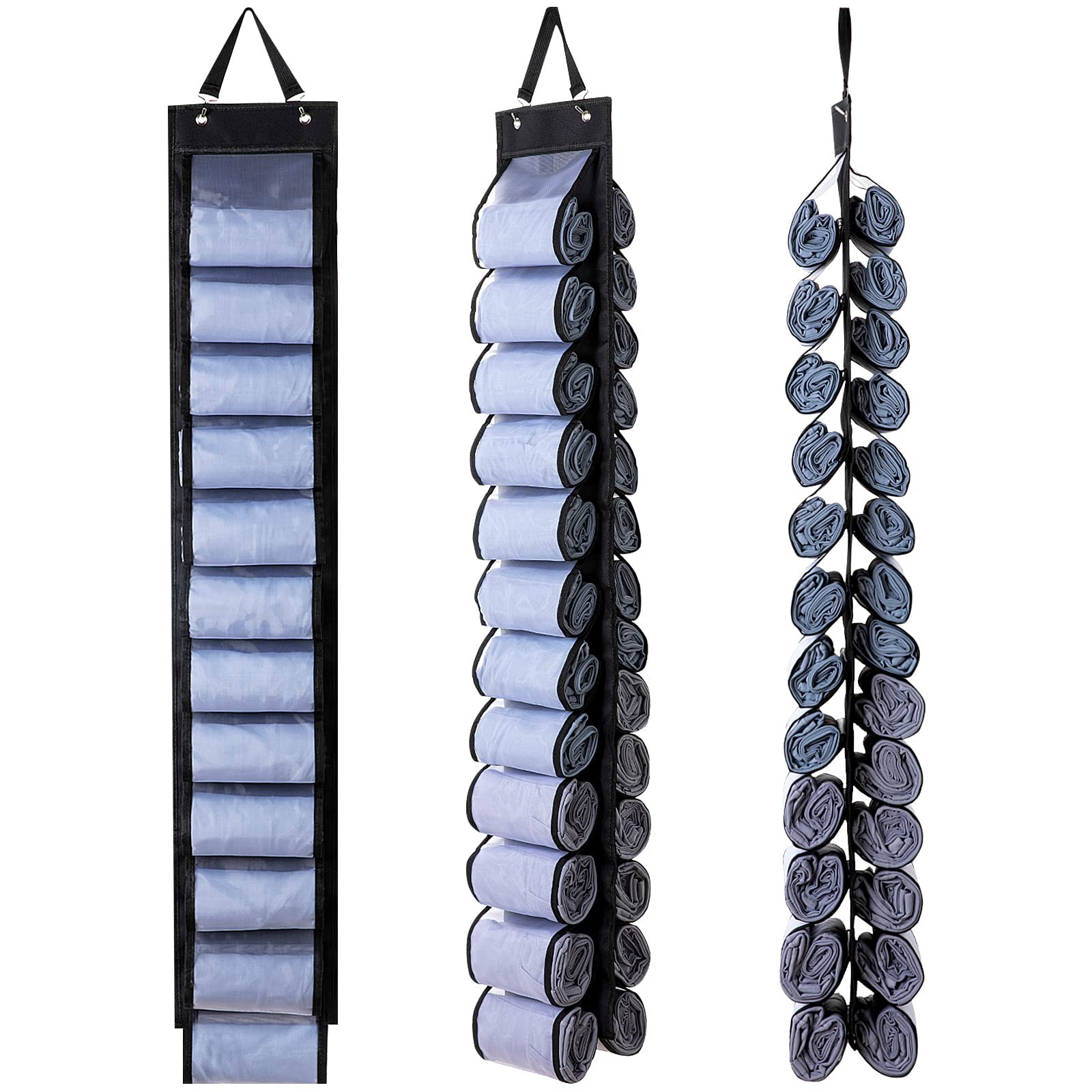 Legging Organizer, Foldable Hanging Closet Organizer with 26 Roll Compartment...