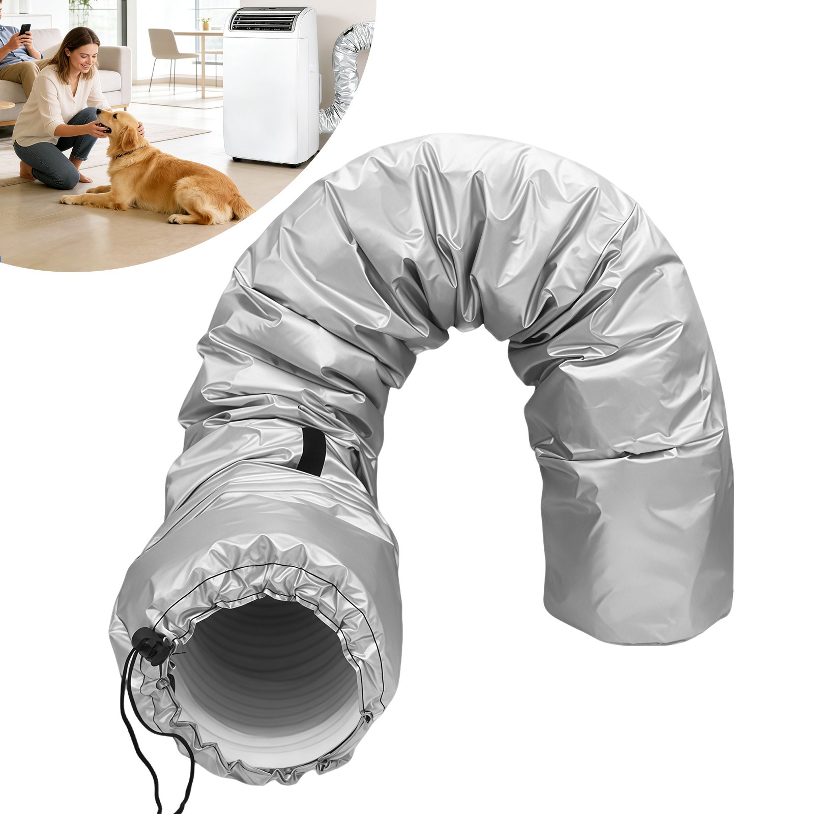 Portable AC Hose Cover Insulation Sleeve 5&5.9" Exhaust Heat Shield Easy Install