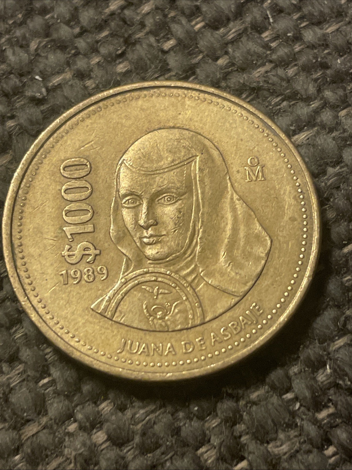 1989 Mexico Mexican 1000 Pesos Asbaje Eagle Snake Coin
