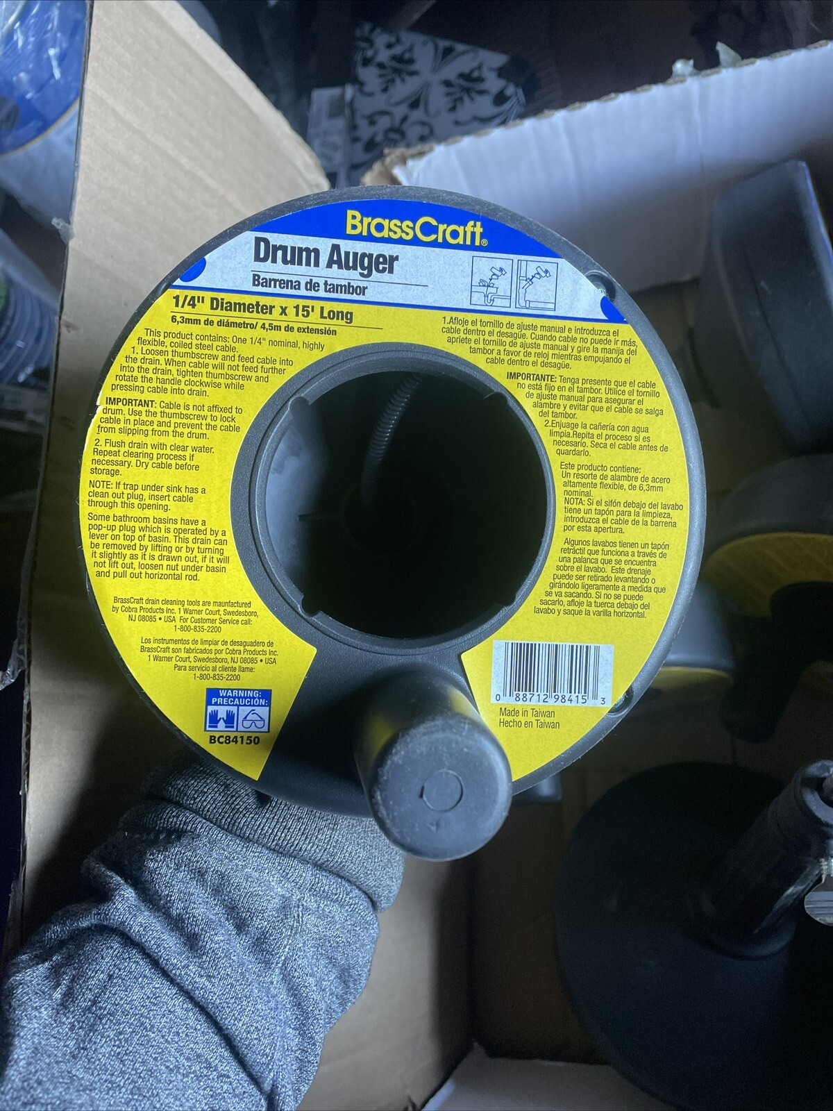 Box Of 6. BrassCraft  BC84150 1/4 in. x 15 ft. Drum Drain Auger