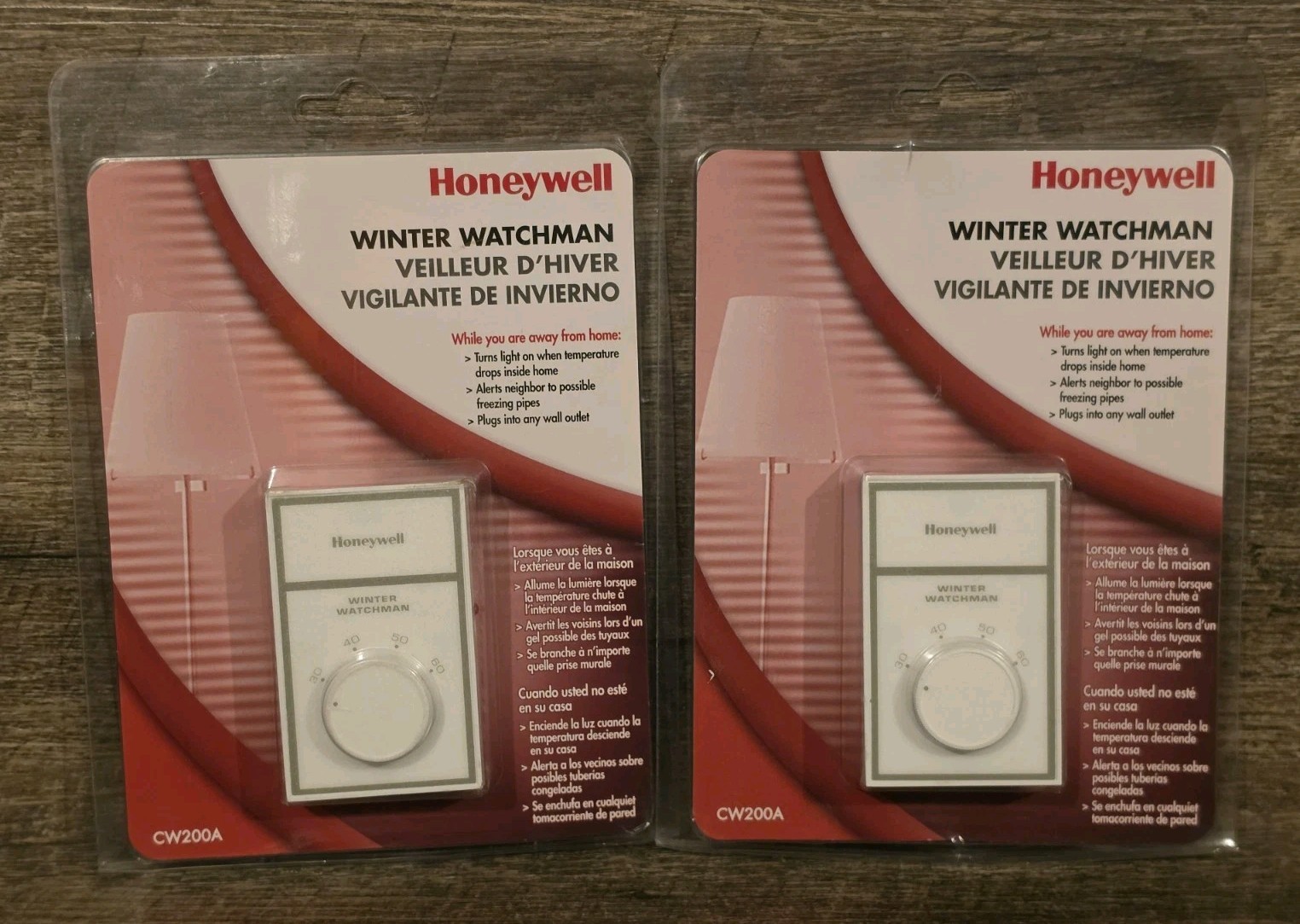 X2 Honeywell Winter Watchman 120V Wall-Mount Non-Programmable Thermostat Monitor