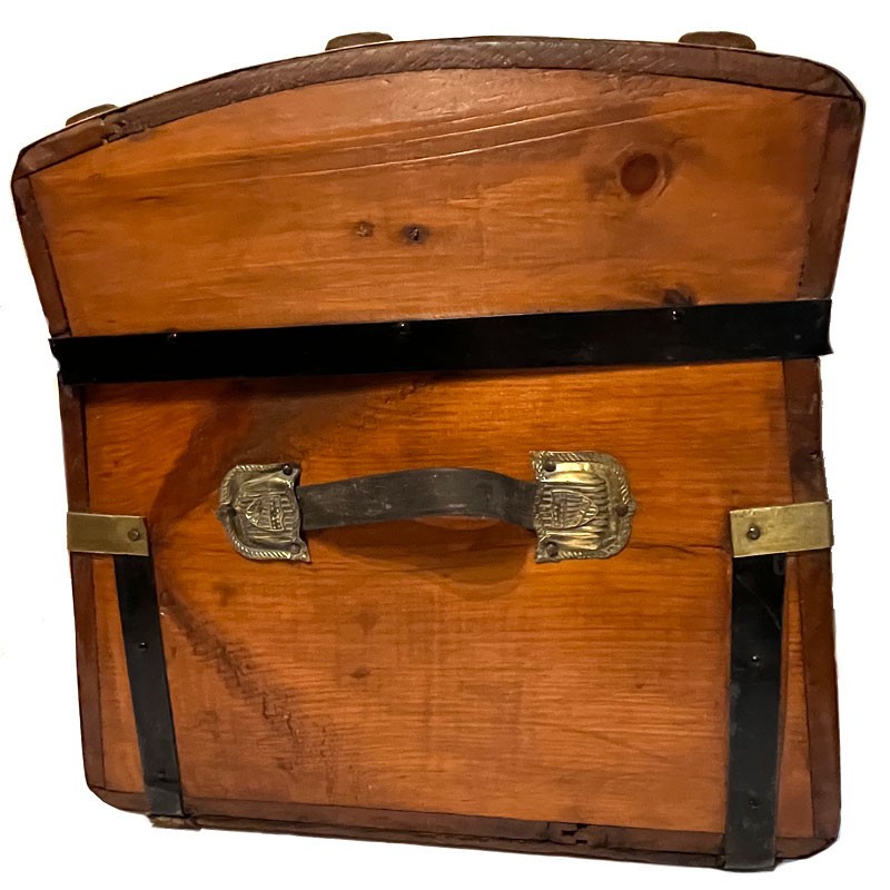Jenny Lind Trunk Circa 1870 Brass Bound Refinished And Lined By Our Trunksmith