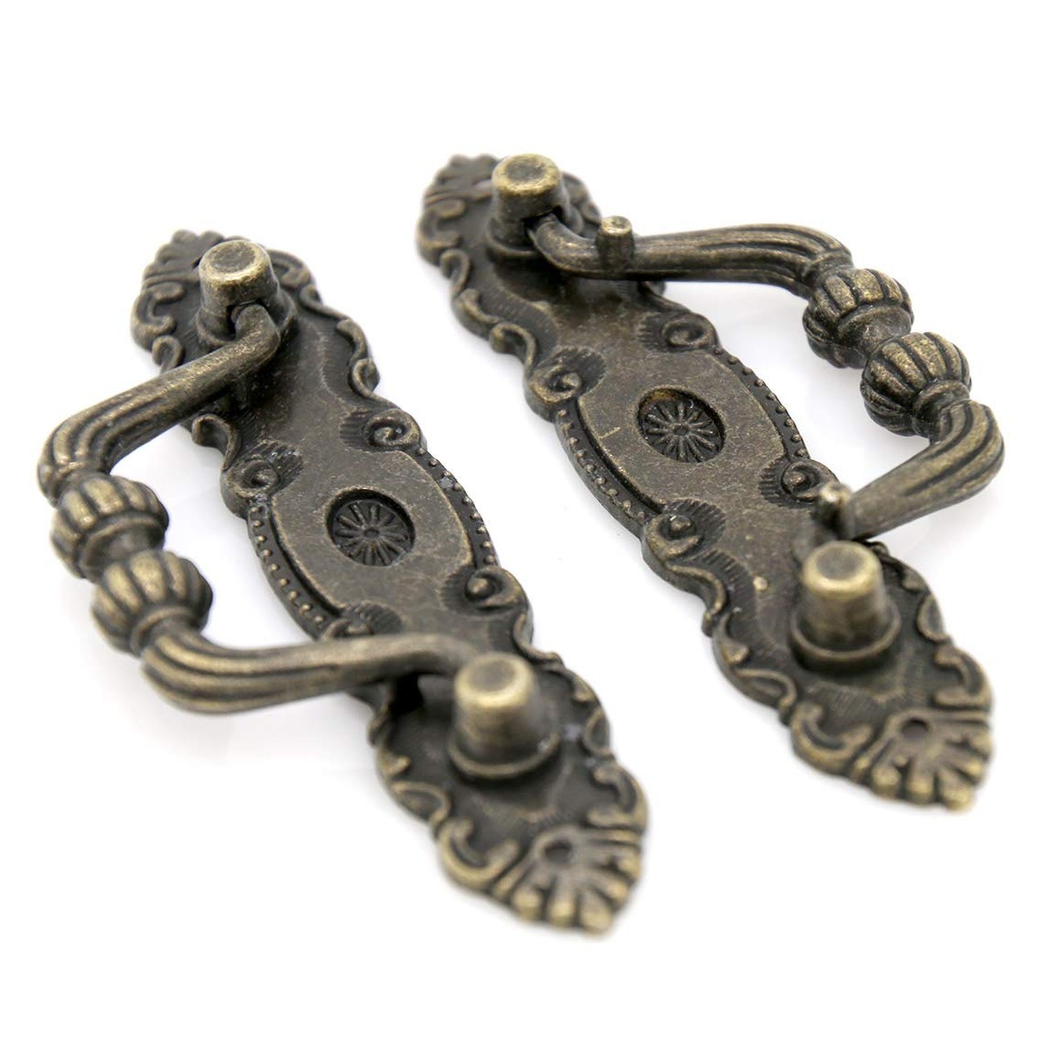 4 PCs Vintage Antique Brass Bail Pull - Drop Pull Handle for Drawer Cabinet D...