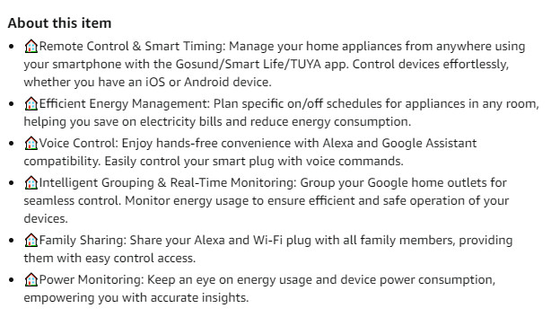 Smart WiFi Plug Work with Alexa&Google Assistant Remote Control&Voice Activation