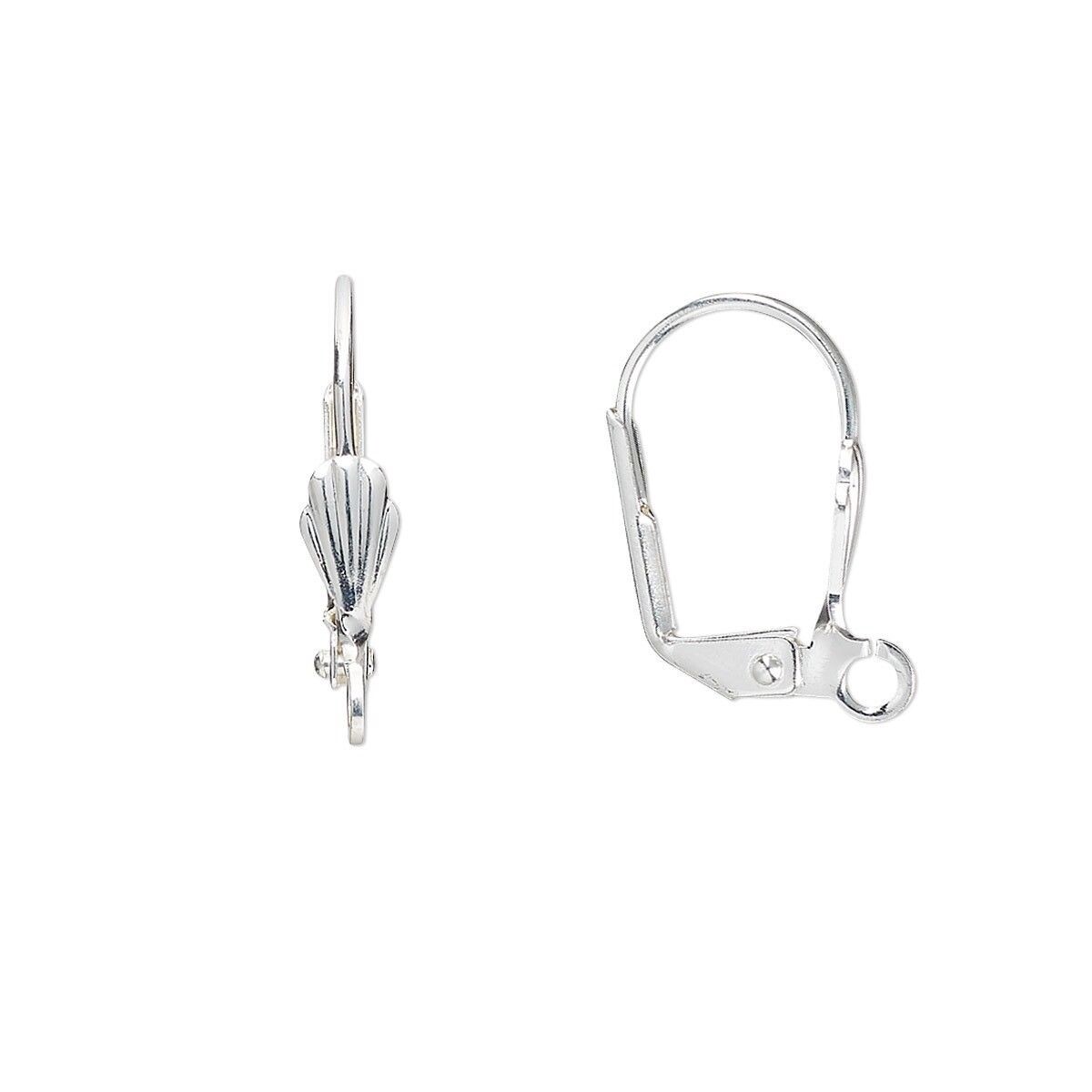 100 Silver Plated Brass 18mm Lever Back with Shell Earrings with Open Loop