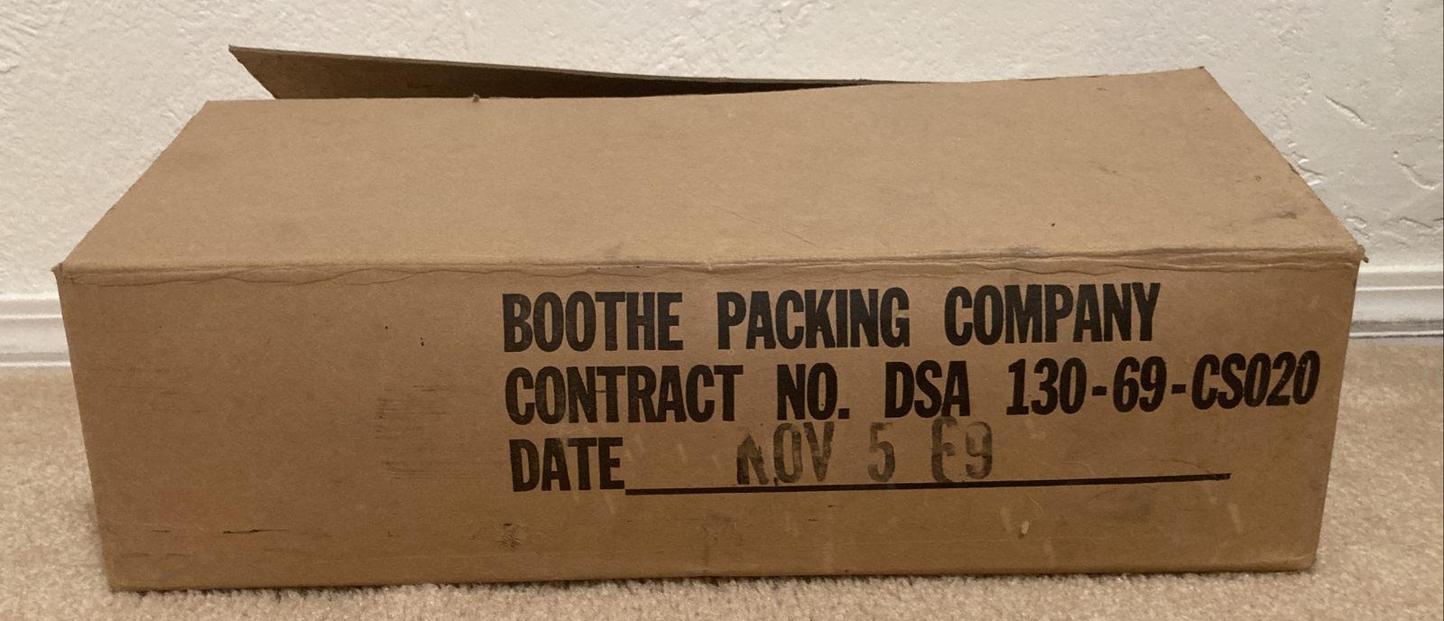 Vintage Vietnam War Era C Ration EMPTY BOX Outer Carton NO CONTENTS Dated 1969