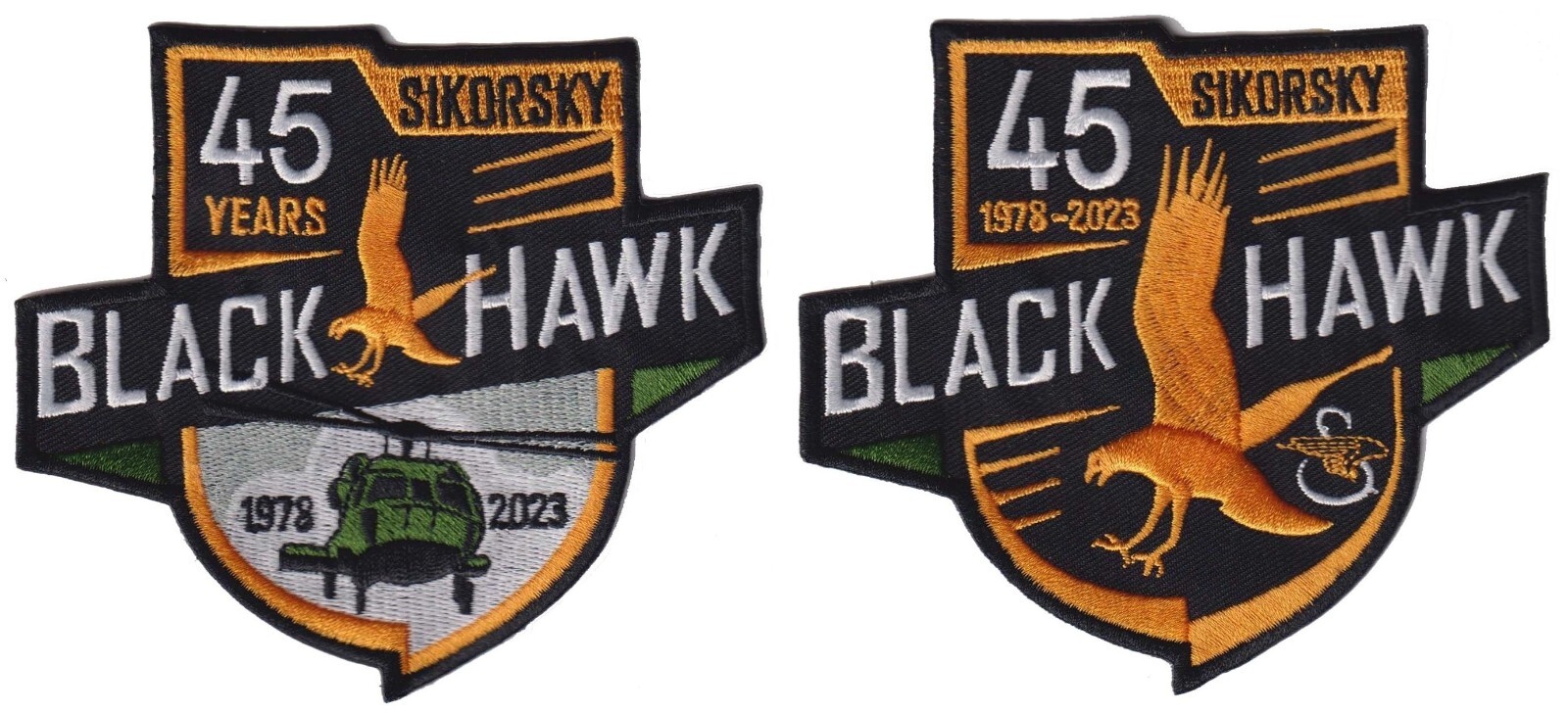 UH-60 Blackhawk Helicopter 45 Year Army Sikorsky Military Aviation 2 Patch Combo