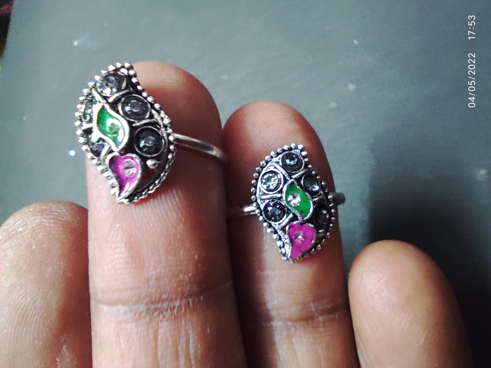 Indian designer ethnic bridal silver tone boho hippie bichiya toe ring set 14