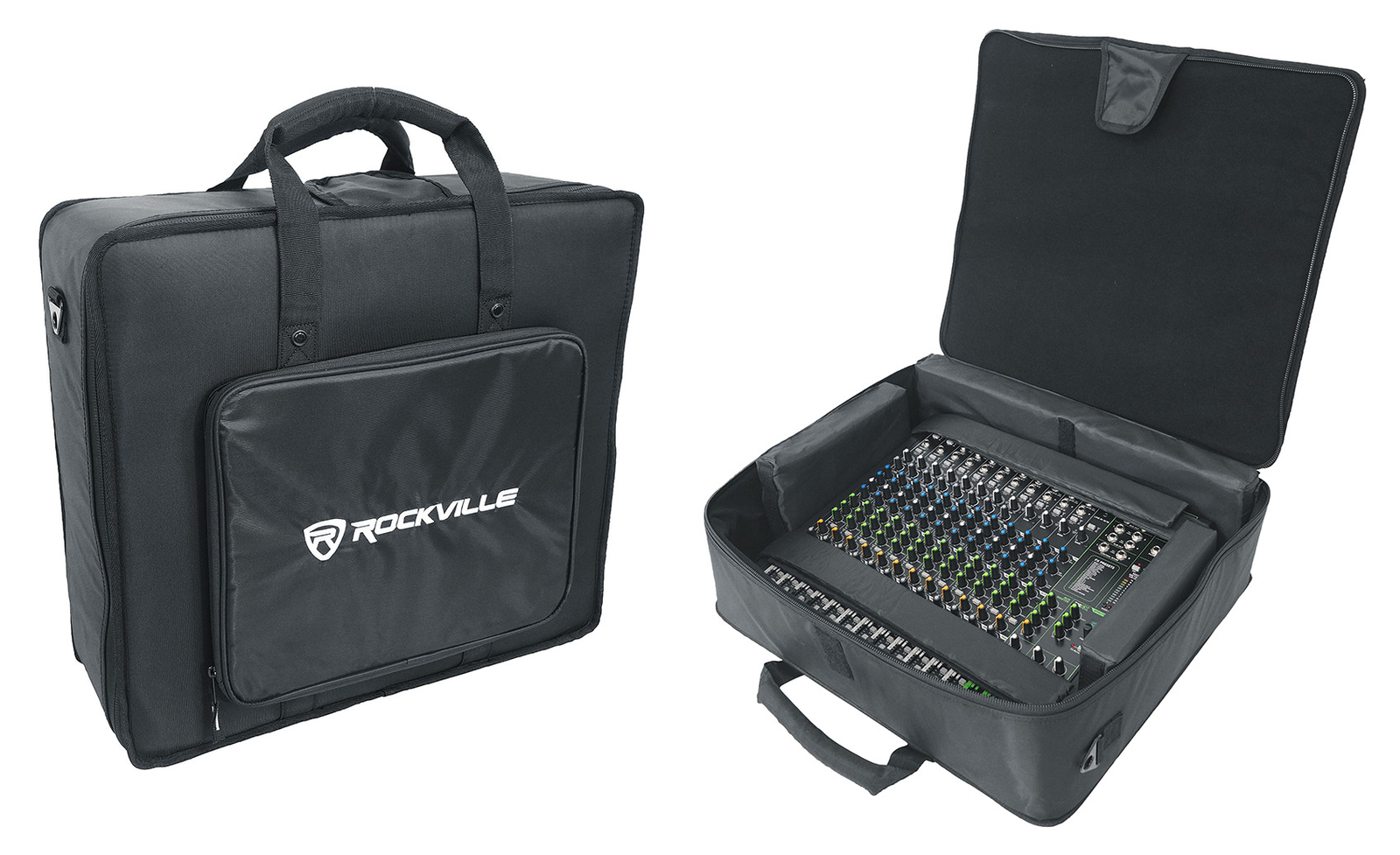 Rockville Semi-Hard Mixer Bag w/6 Padded Dividers Fits Mackie ProFX16v3