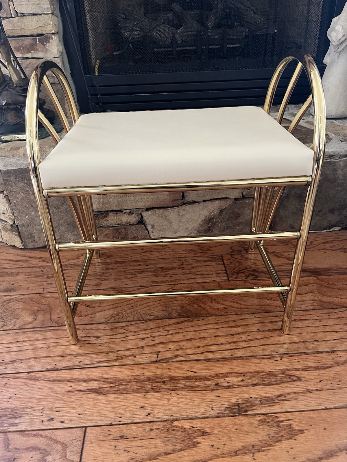 Vintage Brass Plated Rosalco Commodore Vanity Accent Bench MCM 20" W 1970's