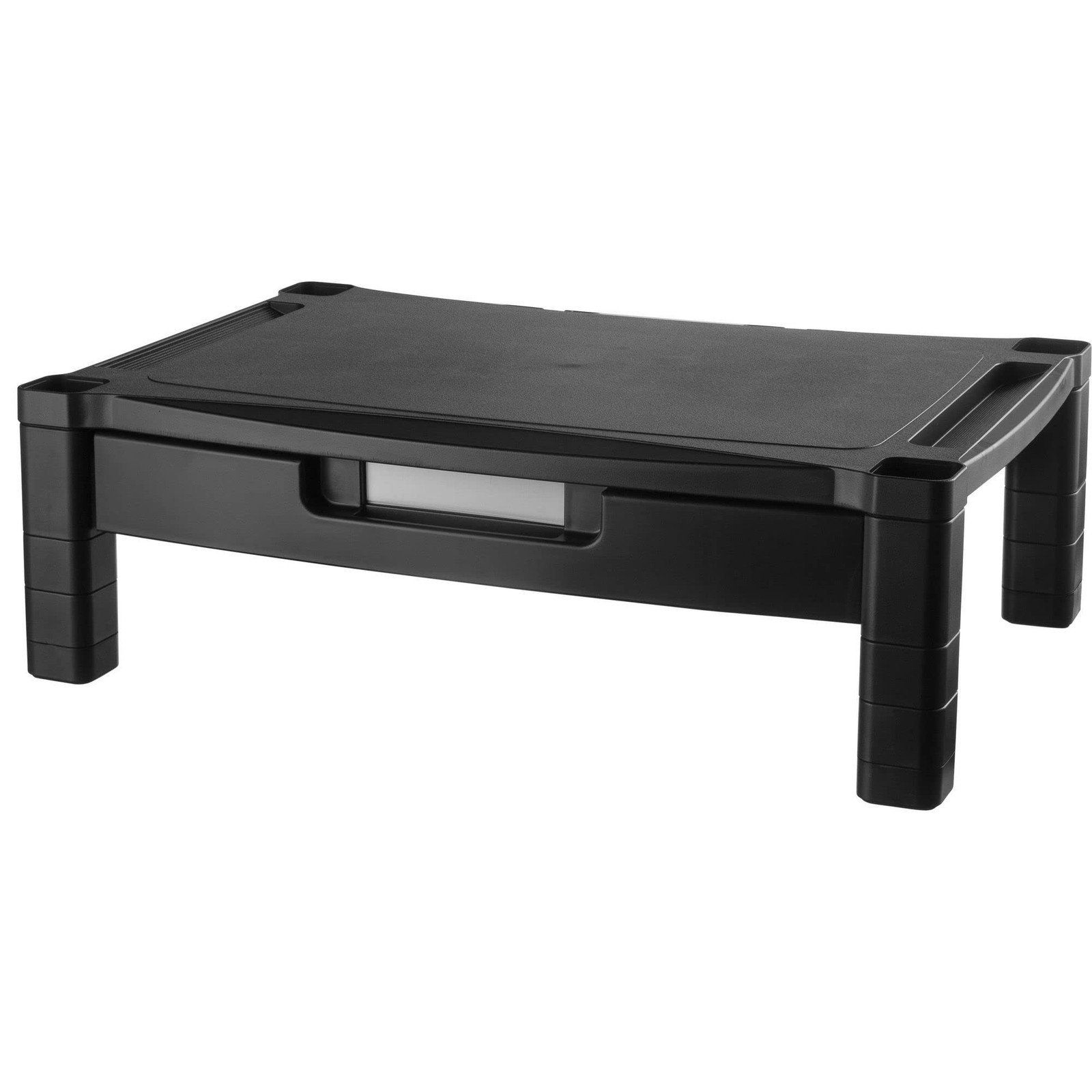 Kantek Wide Deluxe Two-Level Monitor Stand With Drawer, 20" X 13.25" X 3" To ...
