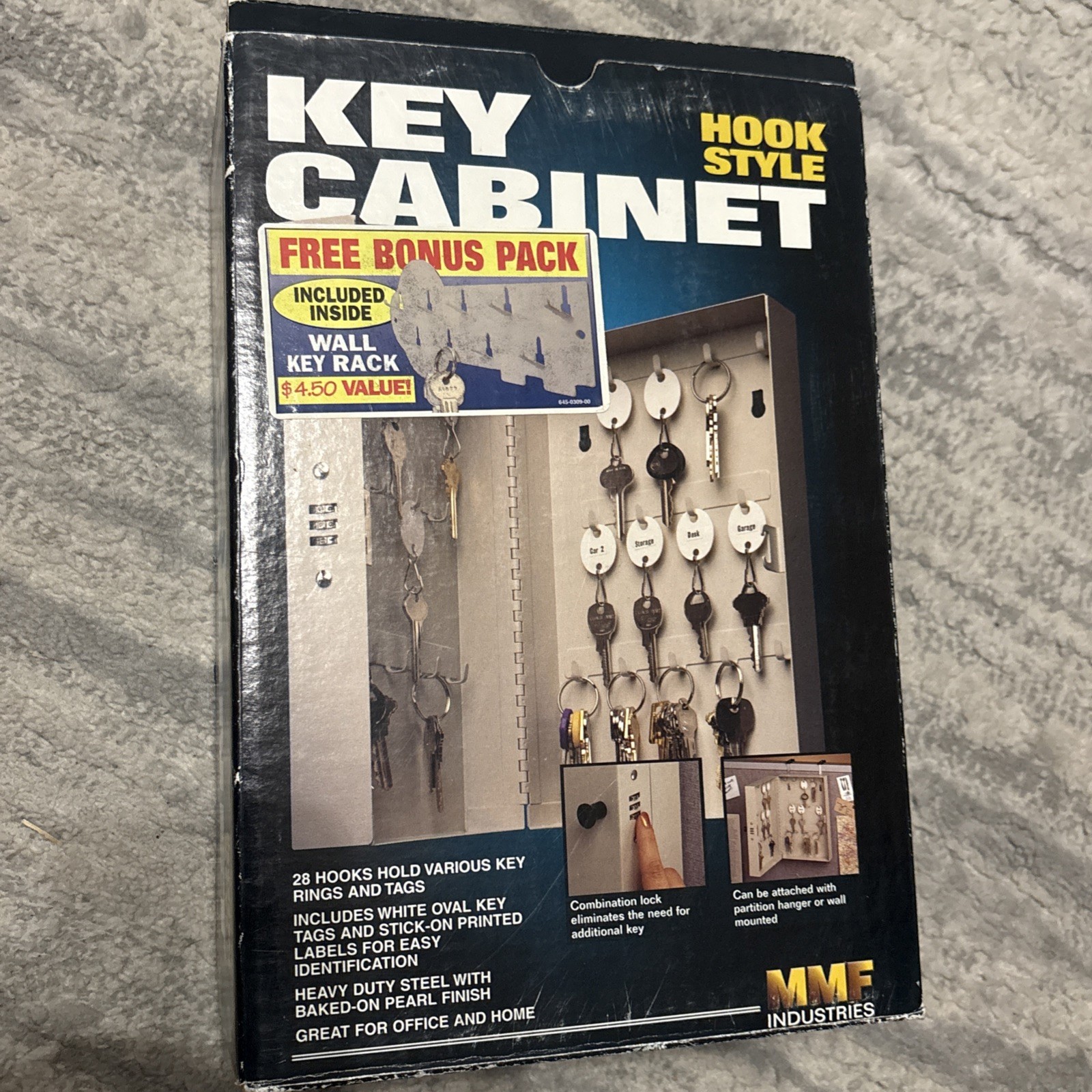 MMF Industries Metal Key Cabinet Hook Style with Combination Lock (NEW) Open Box