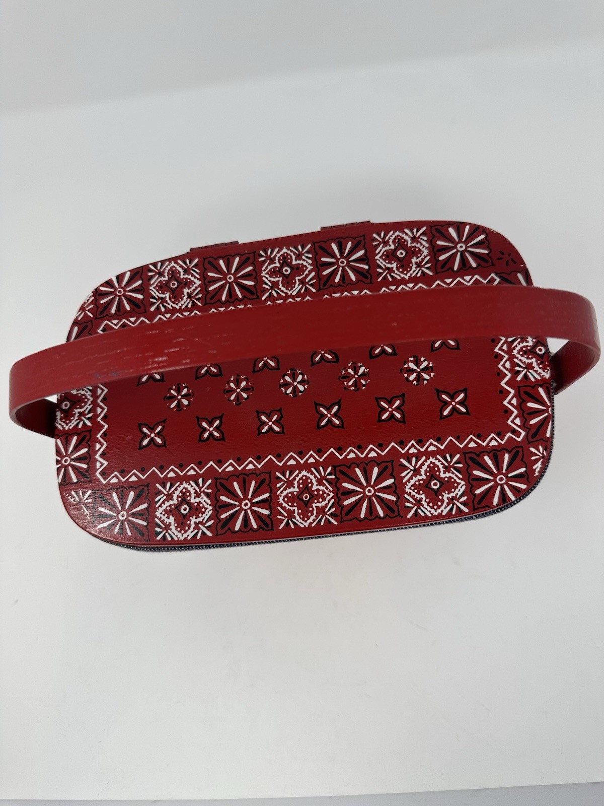 Handmade & Signed Small Basket Bandana Red