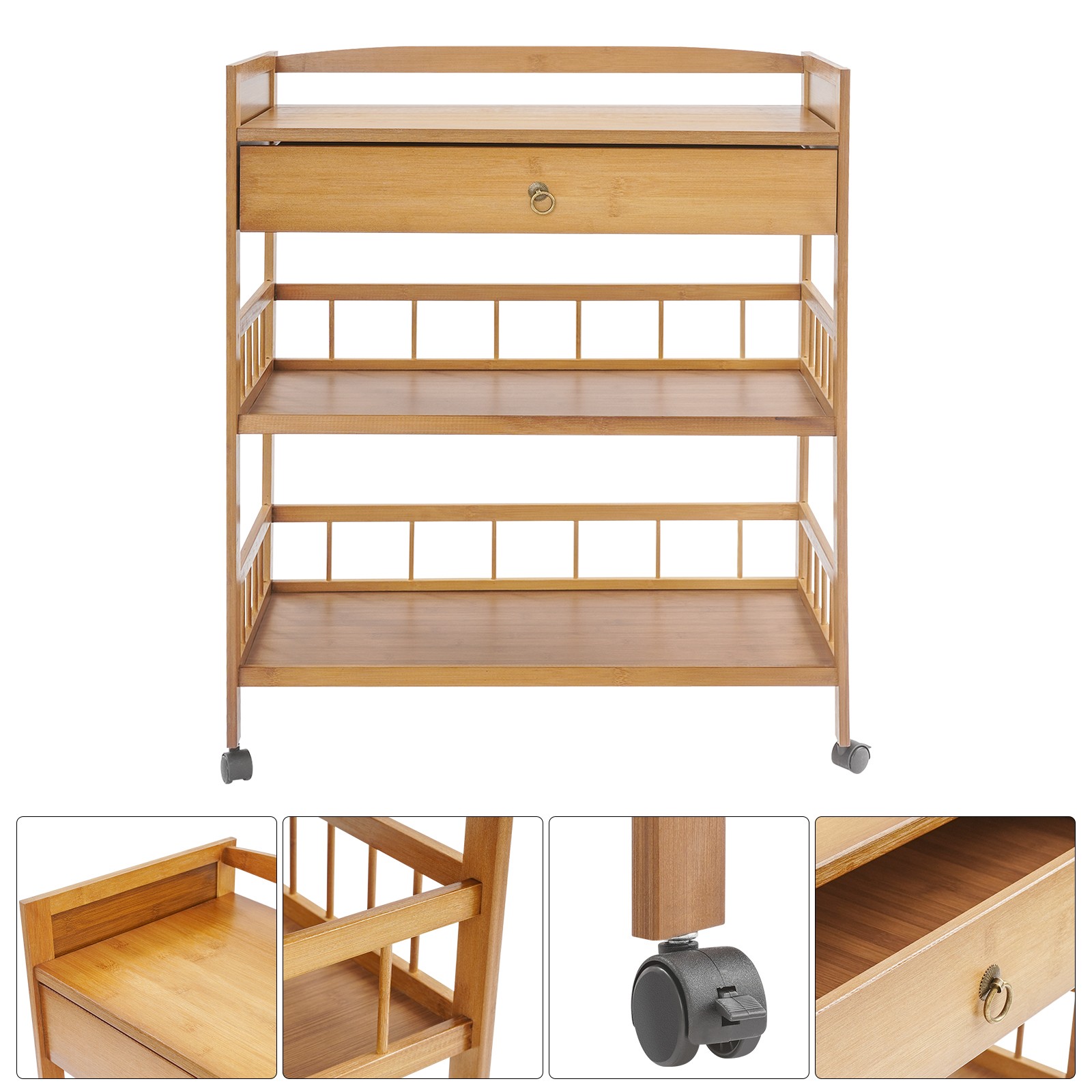 3 Tier Rolling Cart, Kitchen Serving Storage Cart, Storage Organizer Cart