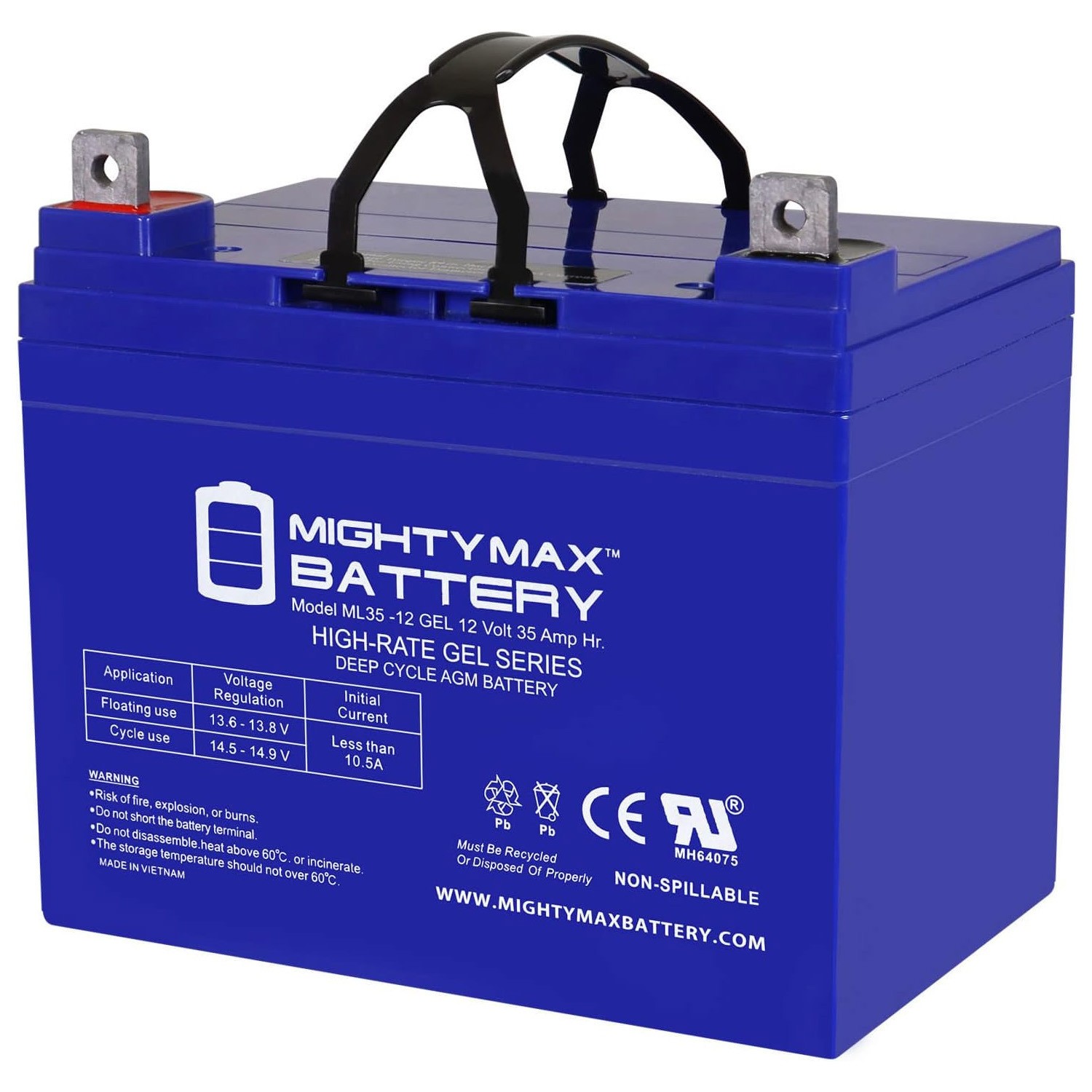 Mighty Max 12V 35AH GEL NB Replacement Battery Compatible with LCB SP35-12