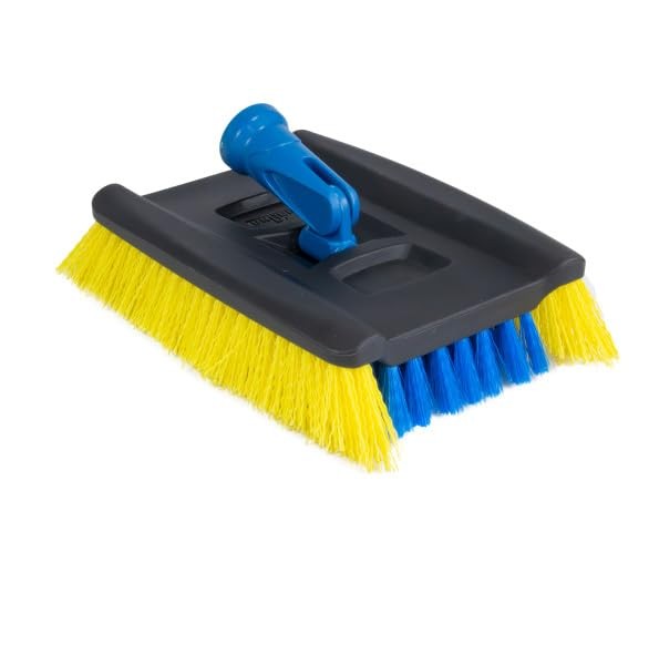 Unger Professional Lock-On Wood & Composite Deck Brush, Scrub 9", Blue/Yellow