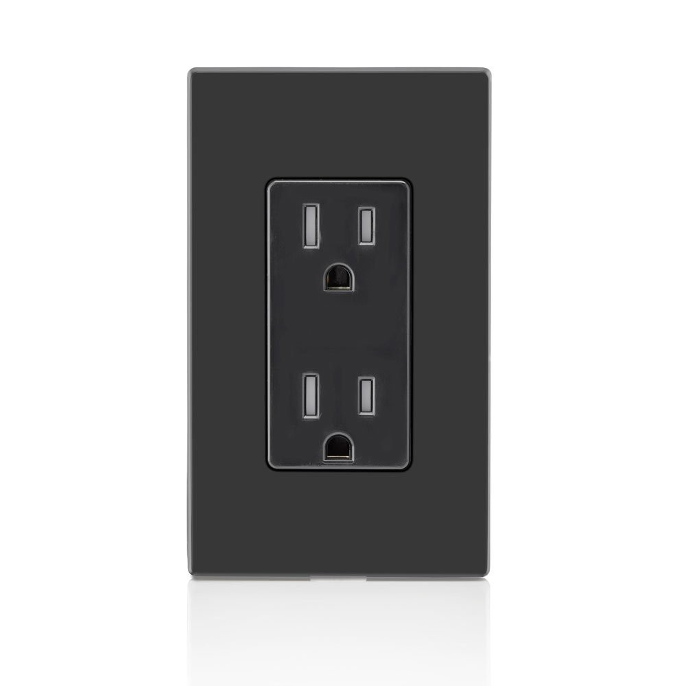15 Amp Decora Tamper-Resistant Duplex Electrical Wall Outlet, , Black