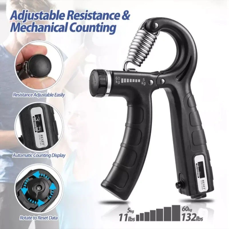 Hand Grip Strength Power Trainer Gripper Strengthener Adjustable Gym Exerciser