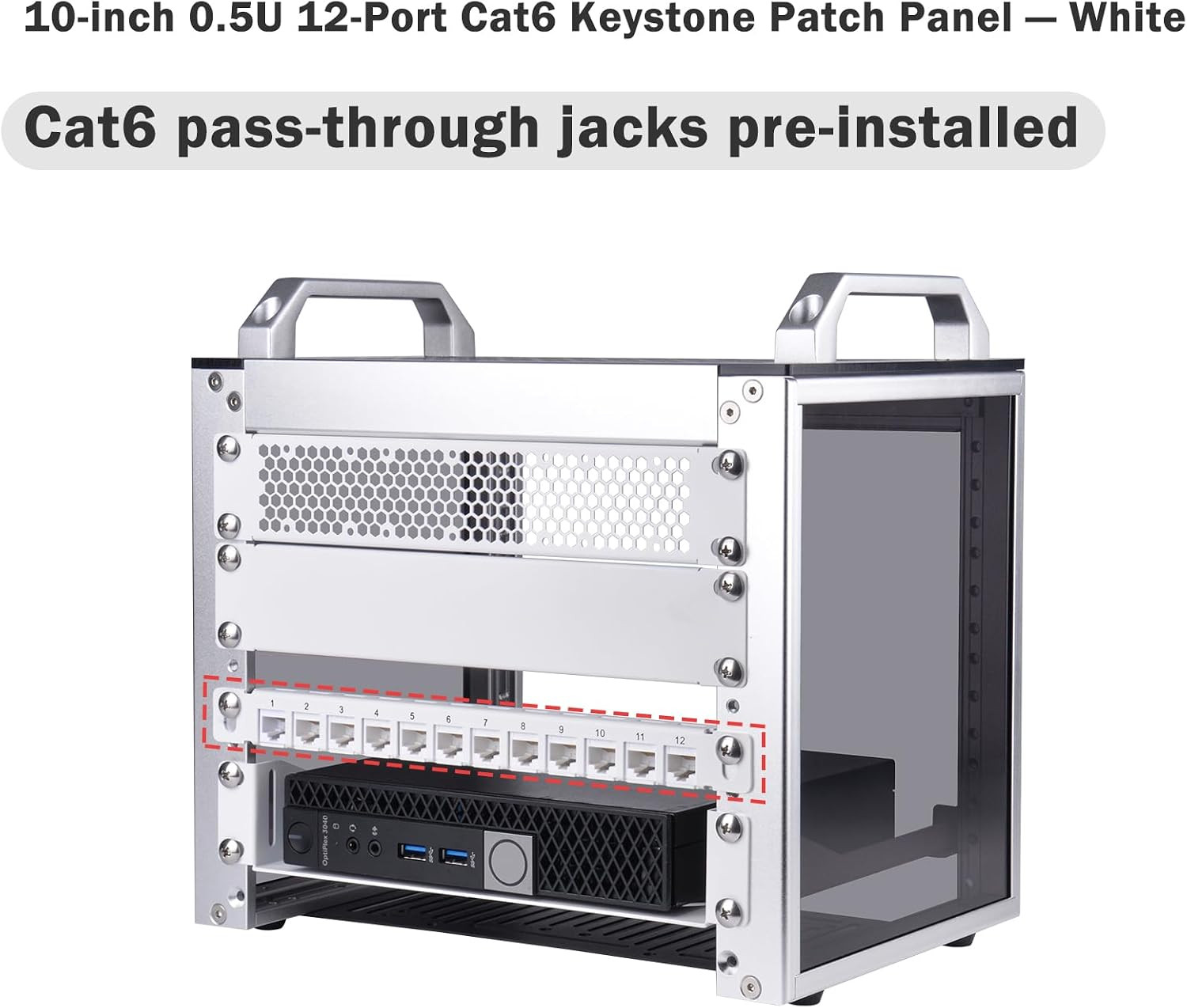12 Port Patch Panel, 10Inch 0.5U CAT6 Network Patch Panel for Deskpi Rackmate T1