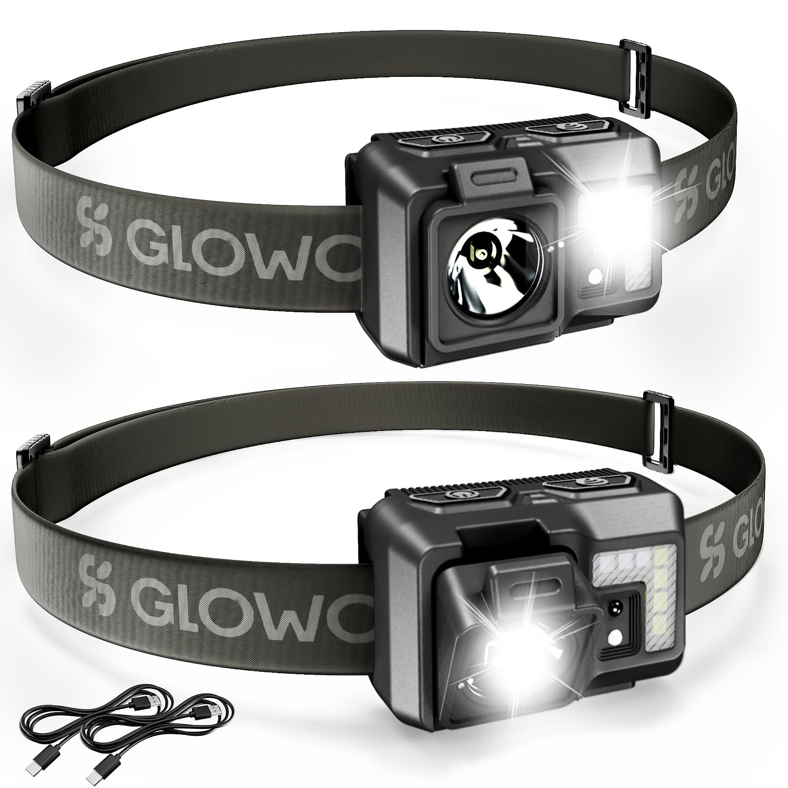 Led Headlamp Rechargeable, Super Bright Headlight Flashlight with Red Light