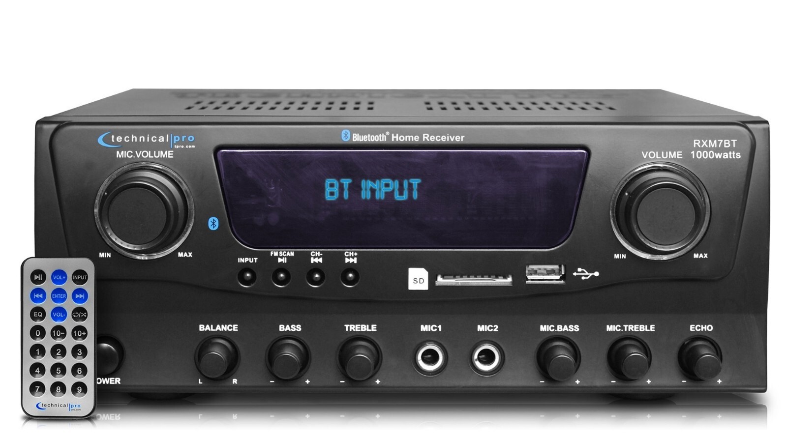 Home Theater System-1000W Bluetooth Amplifier, 2x8" Ceiling Speakers, Wire