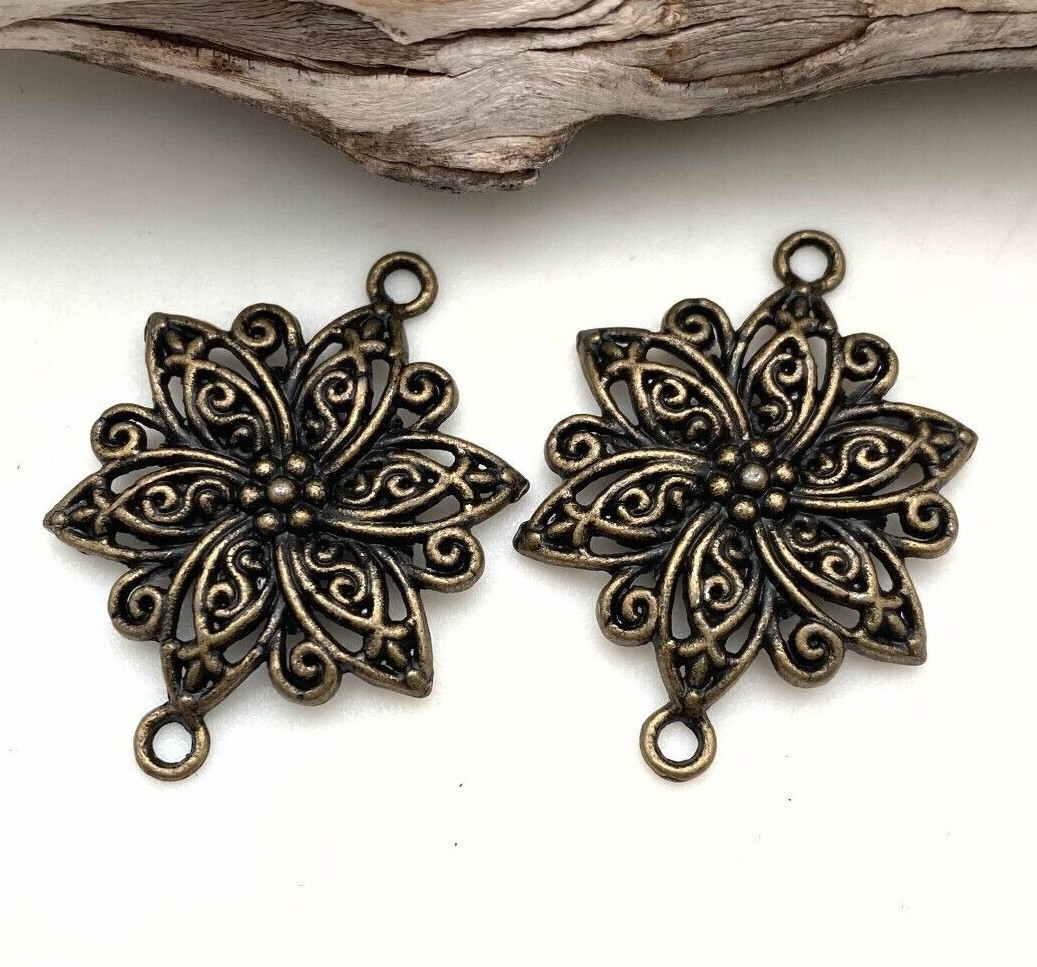 Filigree Flower Base Metal Connector Findings (Available In 2 Options) (MP240)
