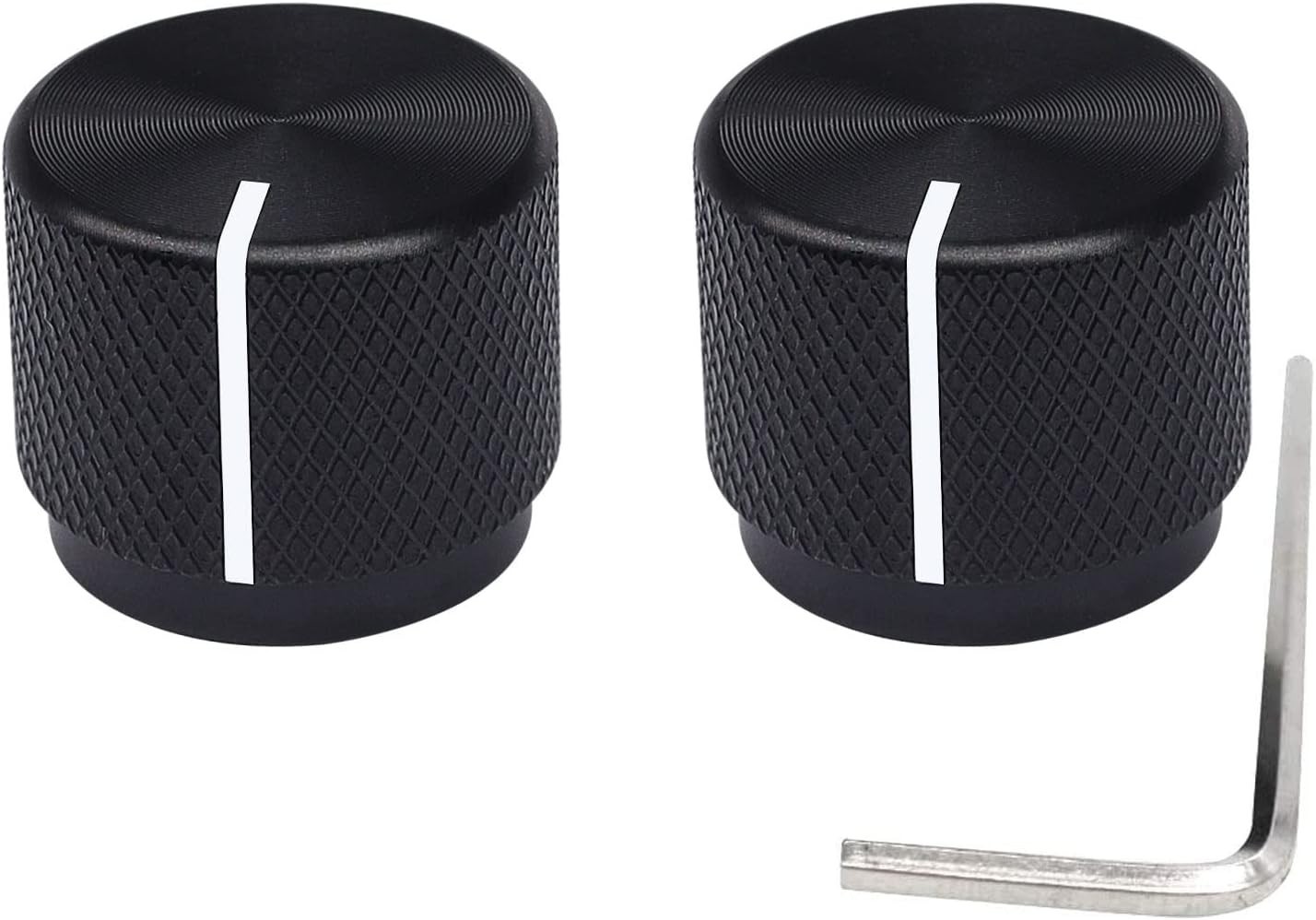 Compact Anodized Aluminum Rotary Knobs, 2pcs Volume & Switch Control - 20mm