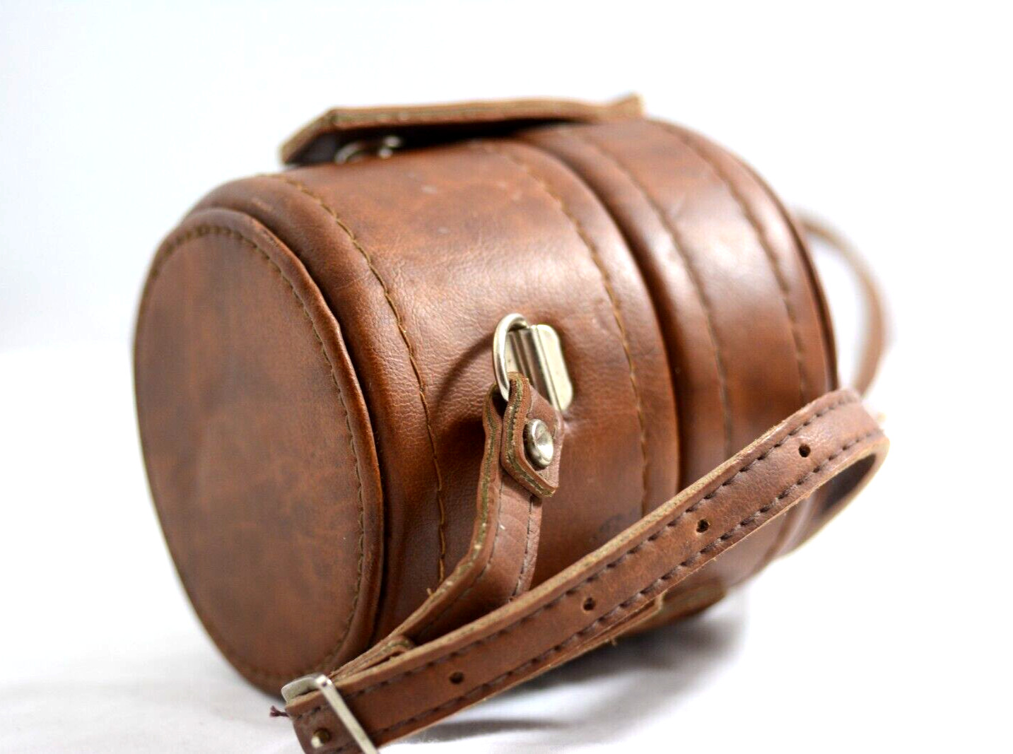 PRIME OR WIDE ANGLE BROWN CAMERA LENS CASE WITH STRAP (EXCELLENT)