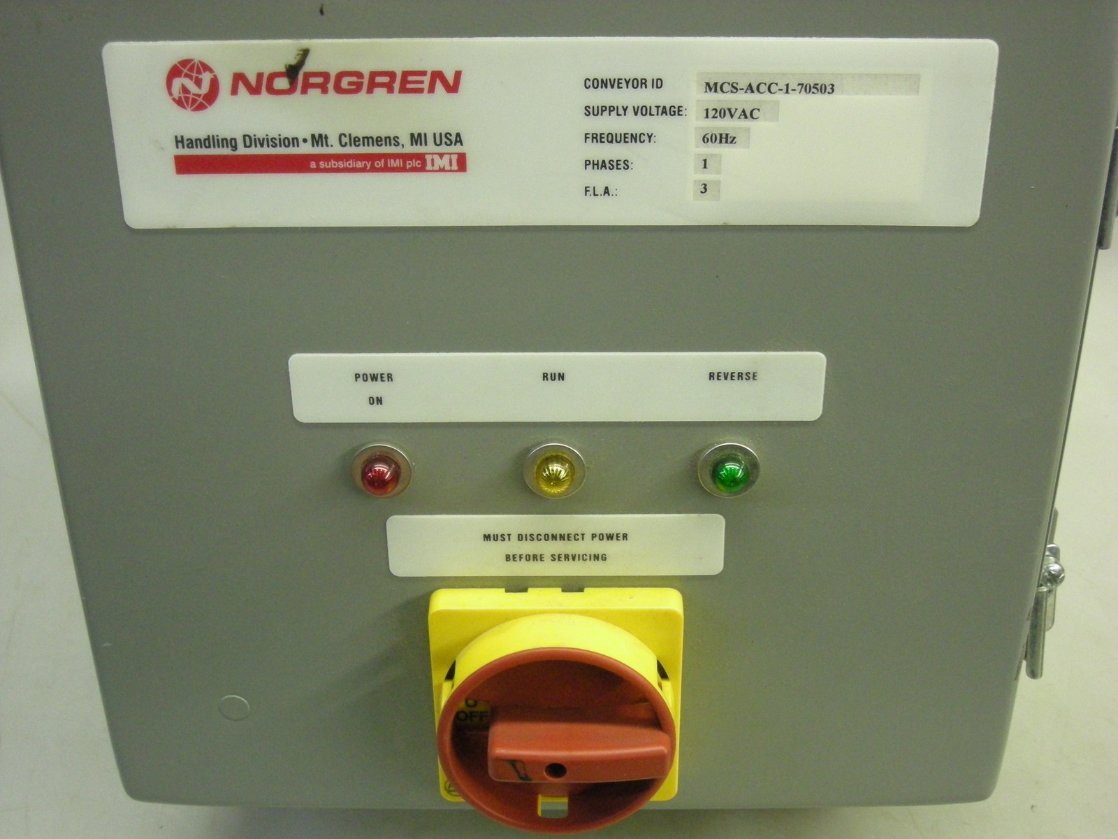 New Norgren Conveyor Controller MCS-ACC-1-70503 120VAC In/Out