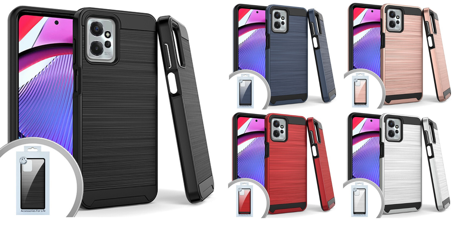 For Motorola Moto G POWER 5G (2023) XT2311DL Metallic Brush Case Phone Cover