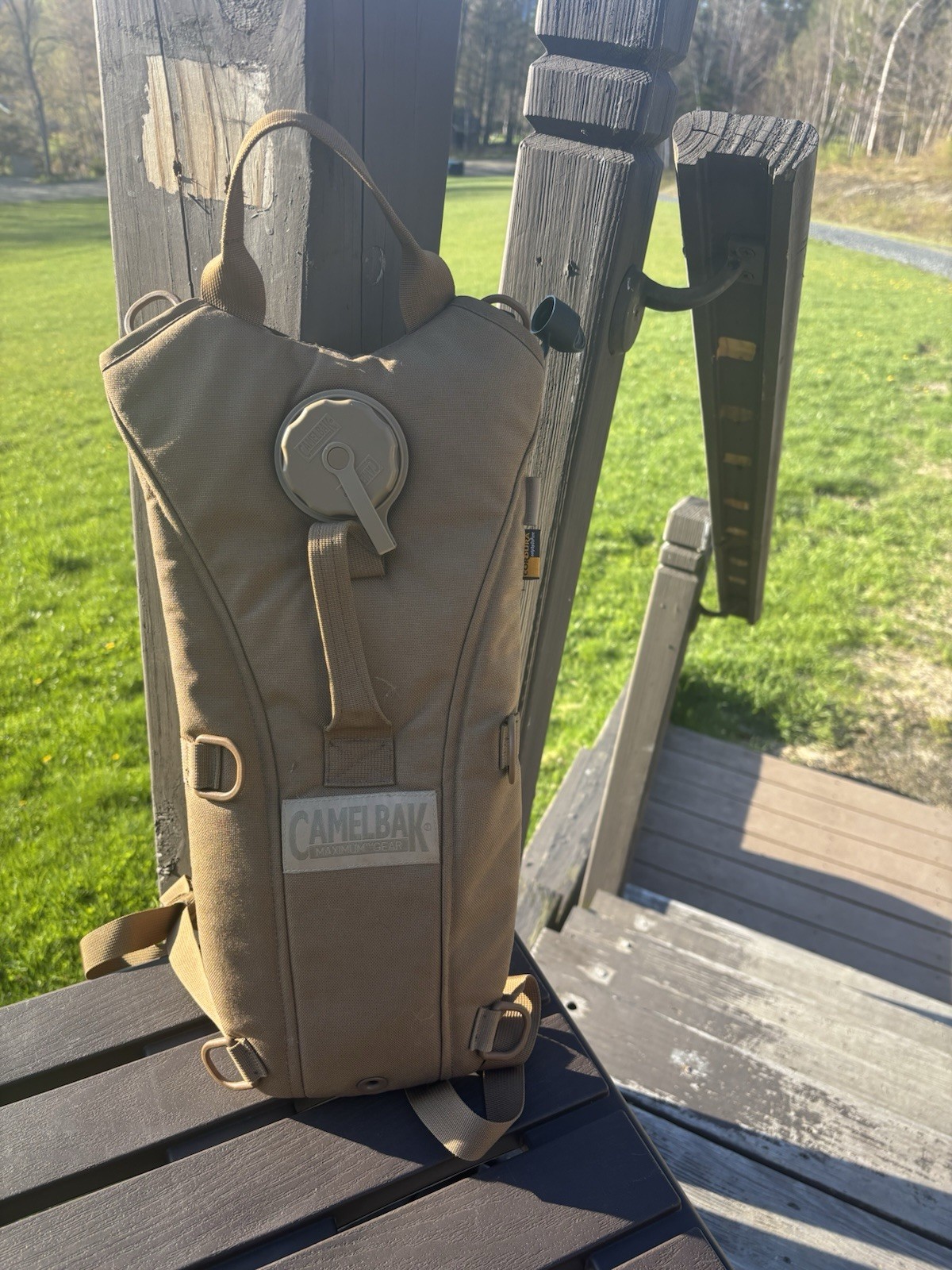CamelBak Maximum Gear Tan Nylon Hydration Pack Backpack, Adjustable Straps
