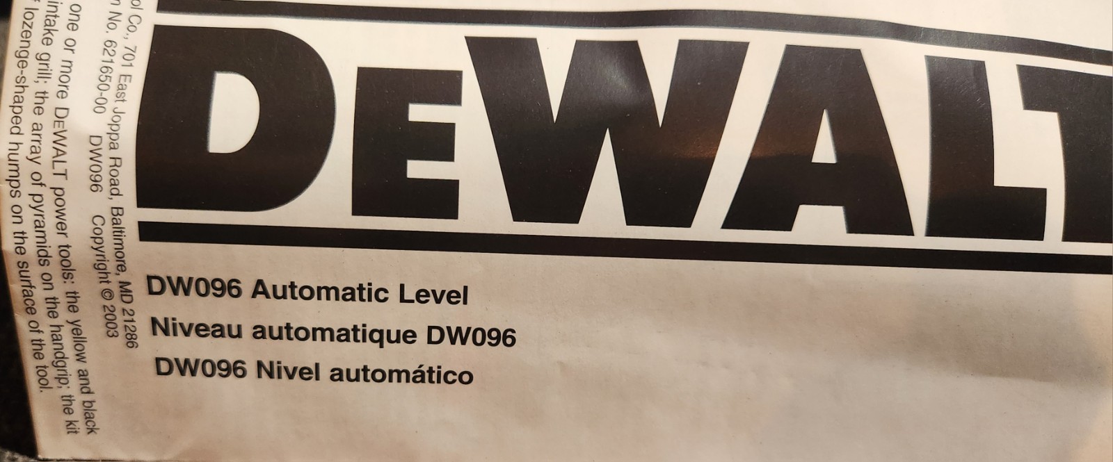 DEWALT DW096 Magnification Automatic Optical Level