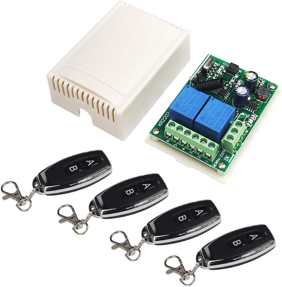 Universal 2-Channel Wireless RF Remote Control Relay Switch 110V 120V 220V