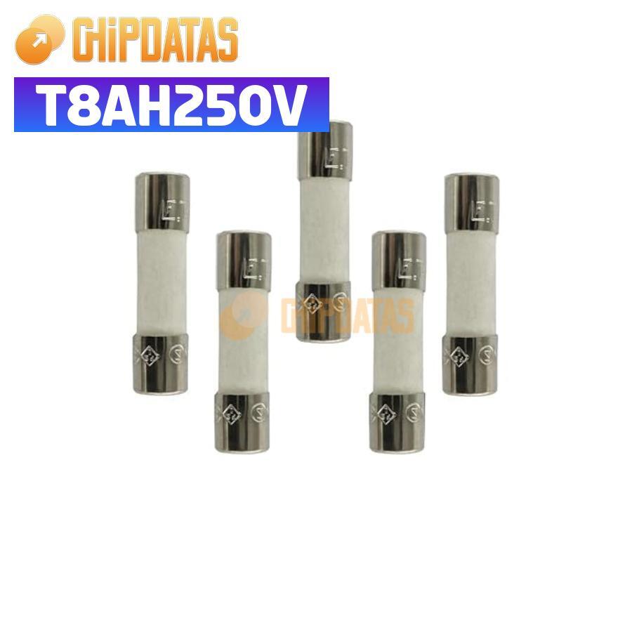 5PCS New T8AL250V, 5*20mm Ceramic Body Time-Lag Axial Lead Fuse for LCD-TV etc