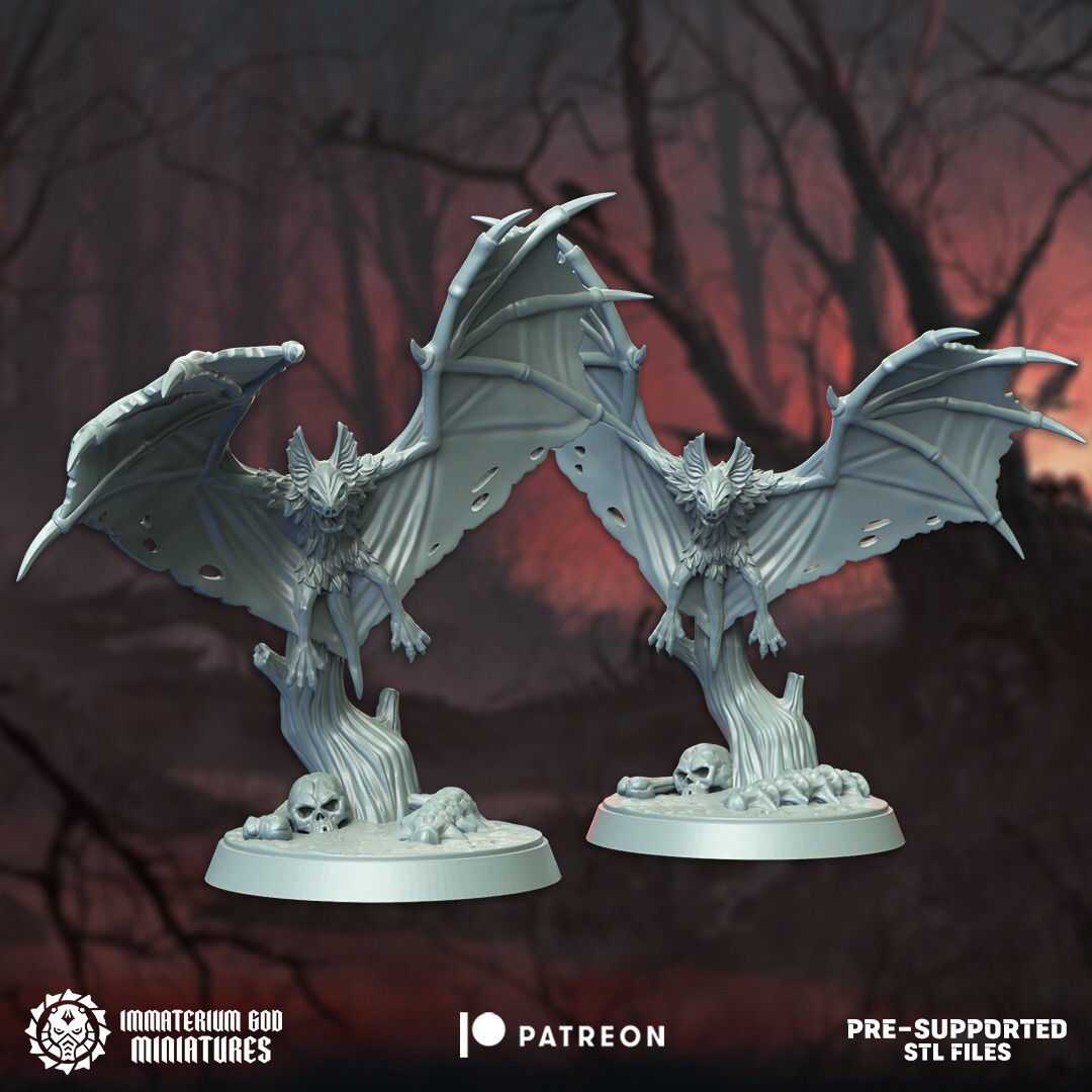 2 Grim Cavern Bats, Immaterium God, Grimdark Fantasy Miniature