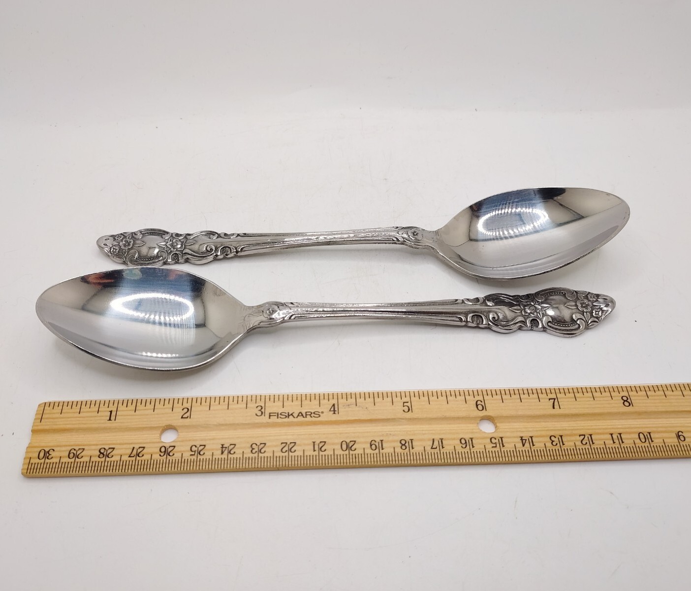 Vtg Stainless Steel Floral Scroll Edge Flatware Set Dillards Korea Retired 50pc