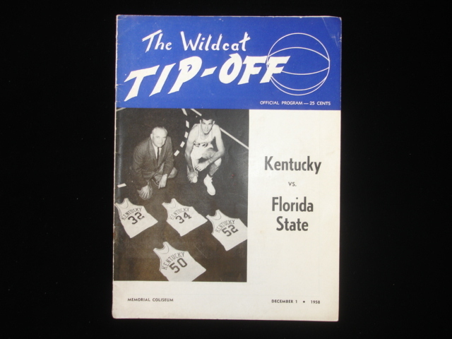 December 1, 1958 U of Kentucky vs Florida State Basketball Program EX+