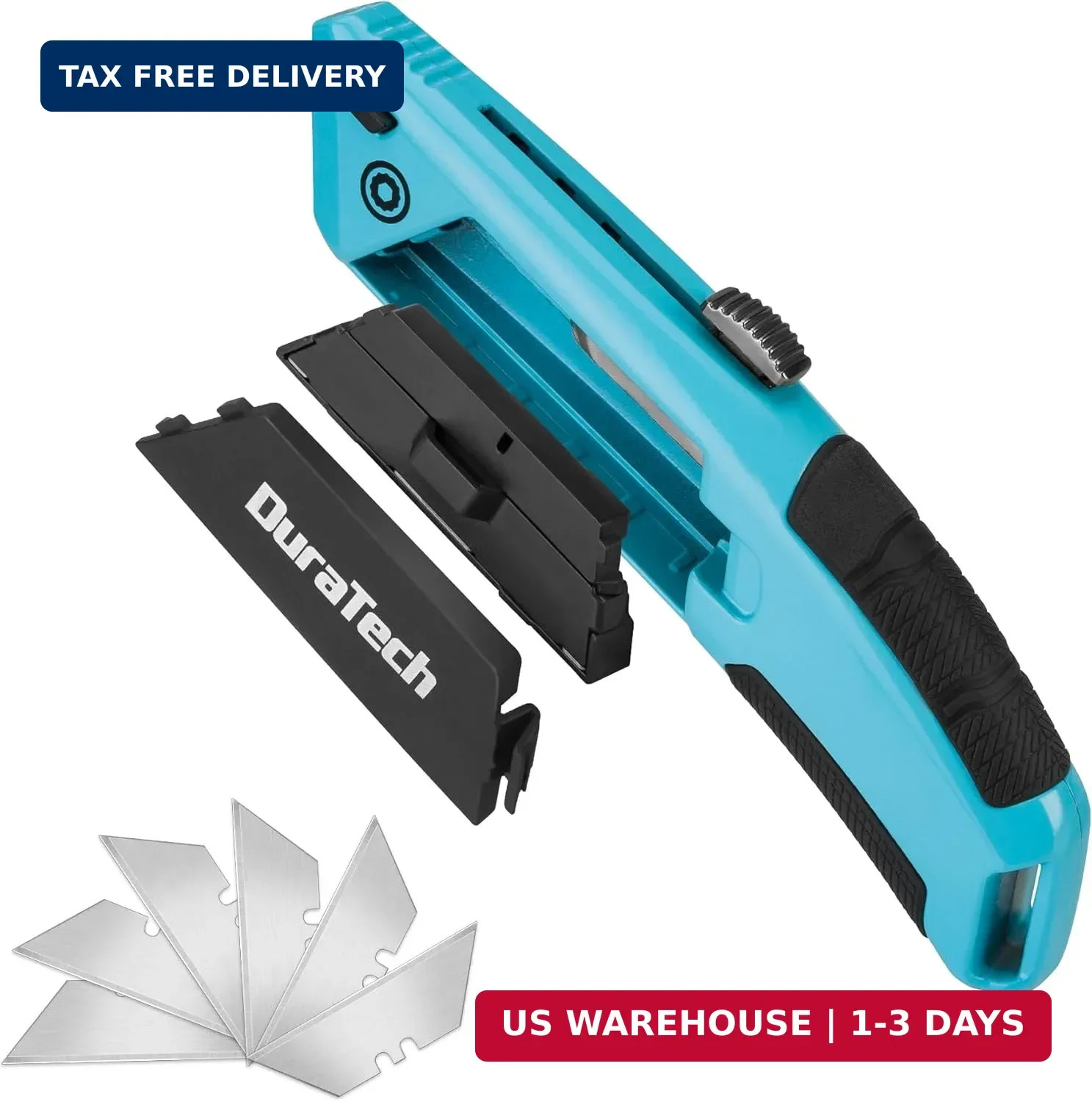 DURATECH Auto-Loading Utility Knife, Heavy Duty Retractable Box Cutter with 6 Pr