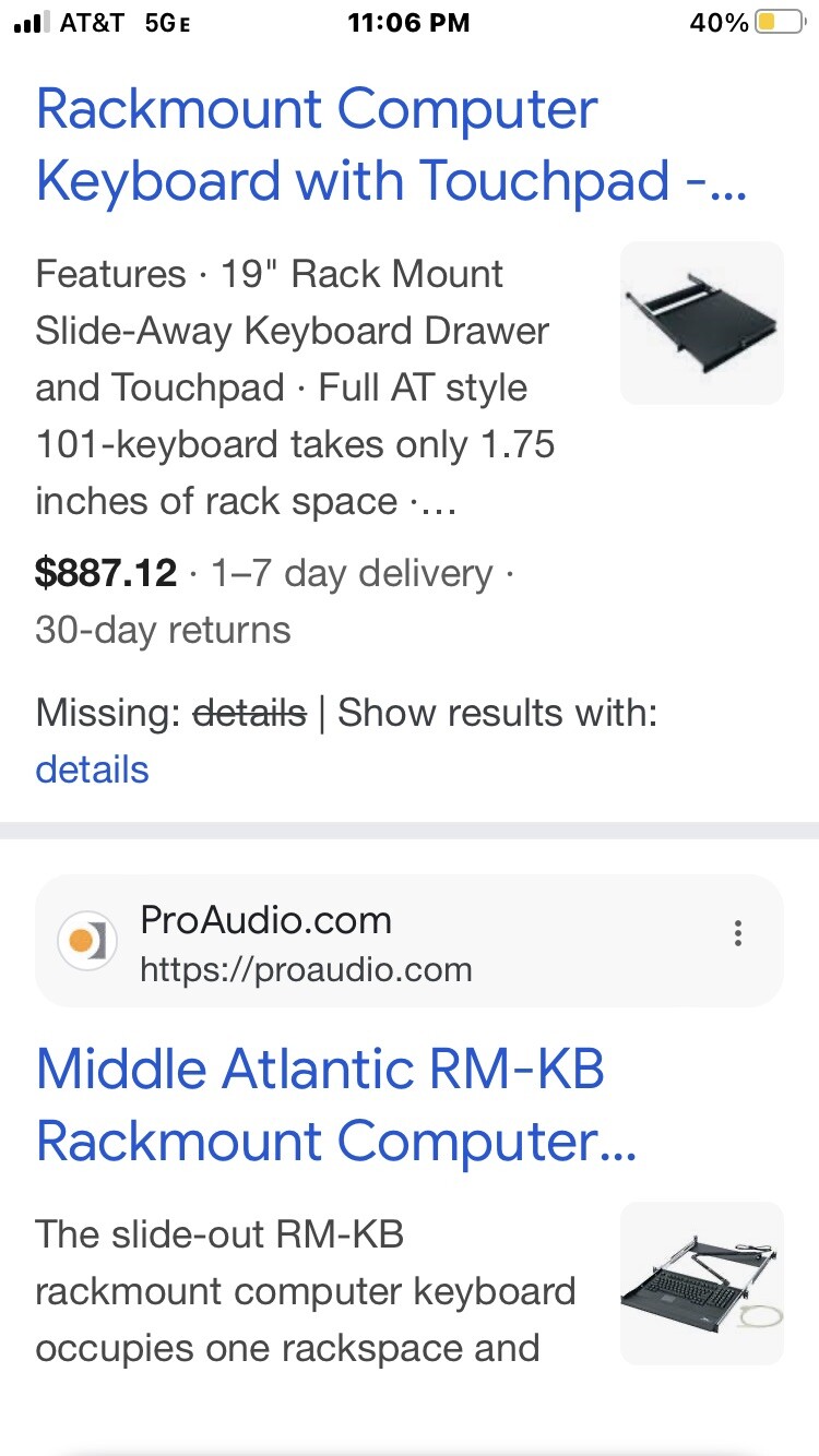 Middle Atlantic RM-KB 1RU Space Sliding Shelf Computer Keyboard retails $800