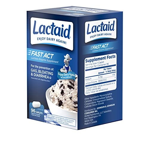 Lactaid Fast Act Lactose Intolerance Caplets w/ Lactase Enzyme - 96 Count