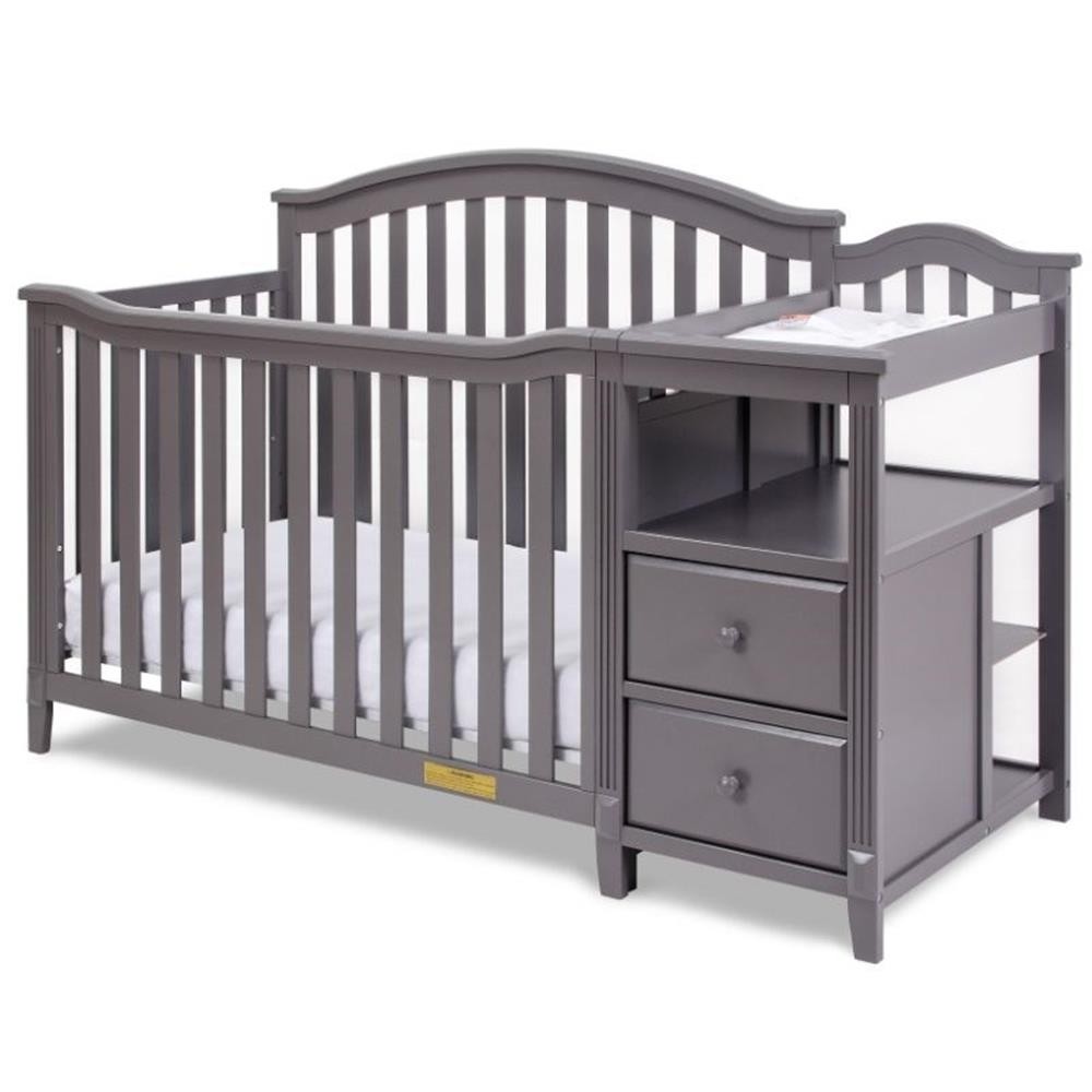 AFG Baby Furniture Kali 4-in-1 Convertible Crib w/ Toddler Guardrail Gray