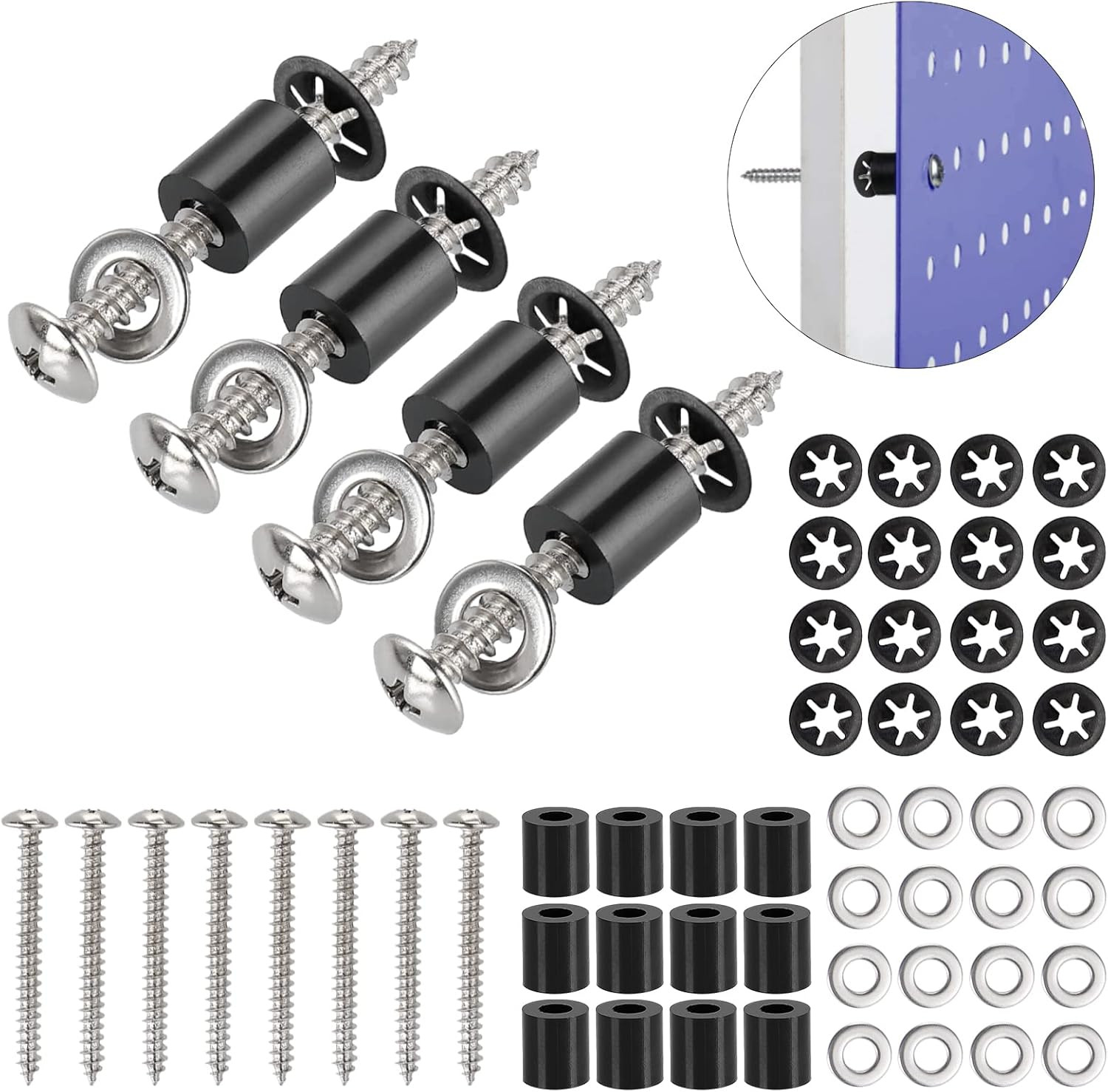 43 Set (172Pcs) Pegboard Mounting Spacers and Screws Kit, Peg Boards Installatio