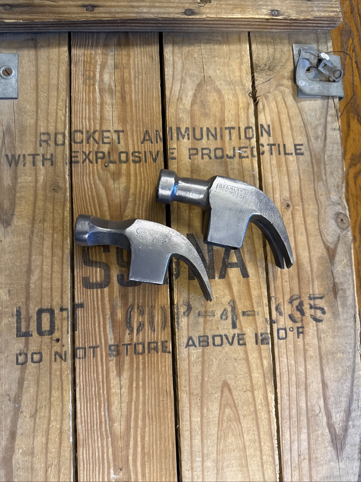 Vintage Stanley 100 Plus Claw Hammer And Bell Face Hammer Heads Clean USA Steel
