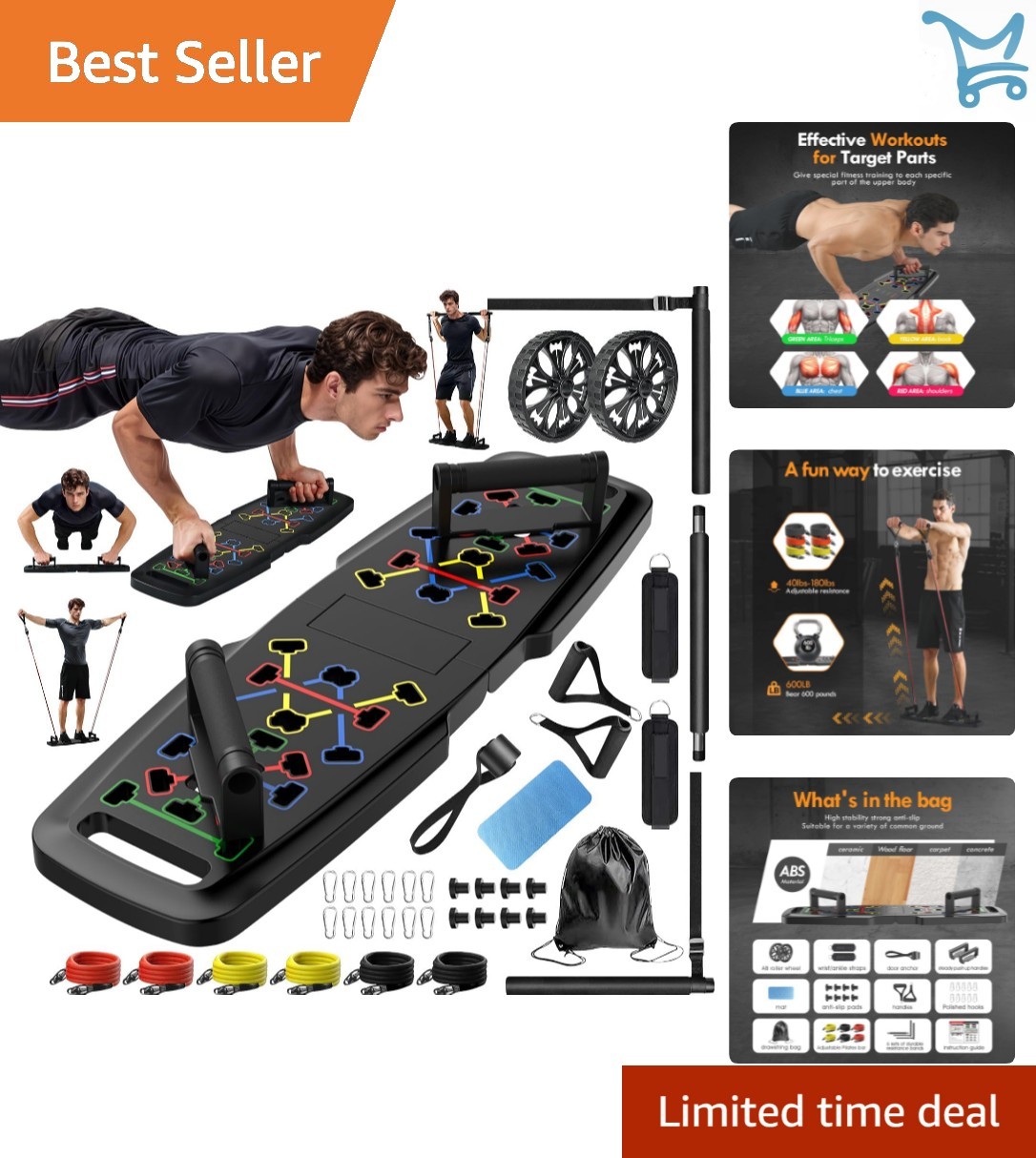 Push Up Board Home Gym Portable Exercise Equipment Resistance Bands