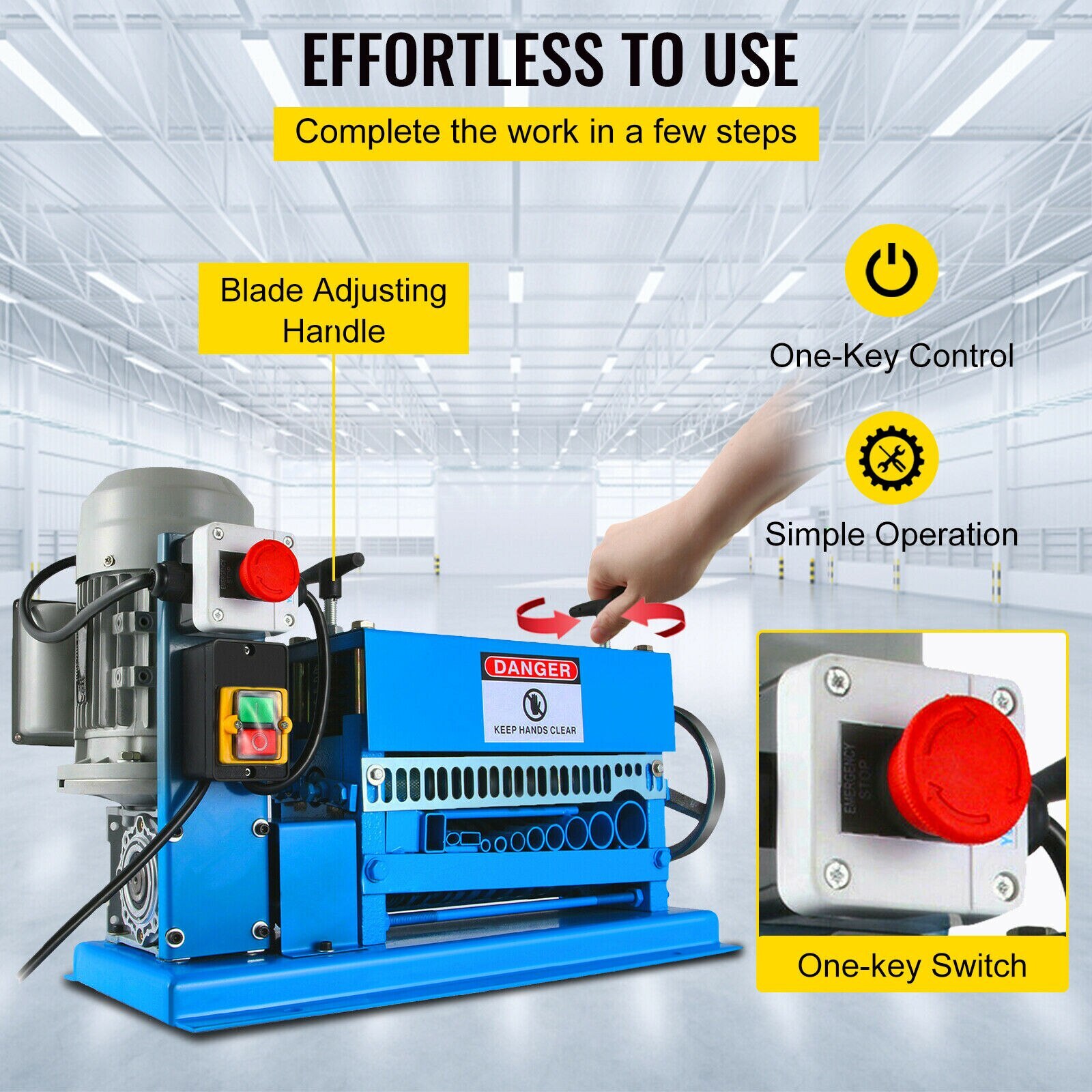 10 Blades Electric Wire Stripping Machine Copper Recycle 1.5~38mm Cable Stripper