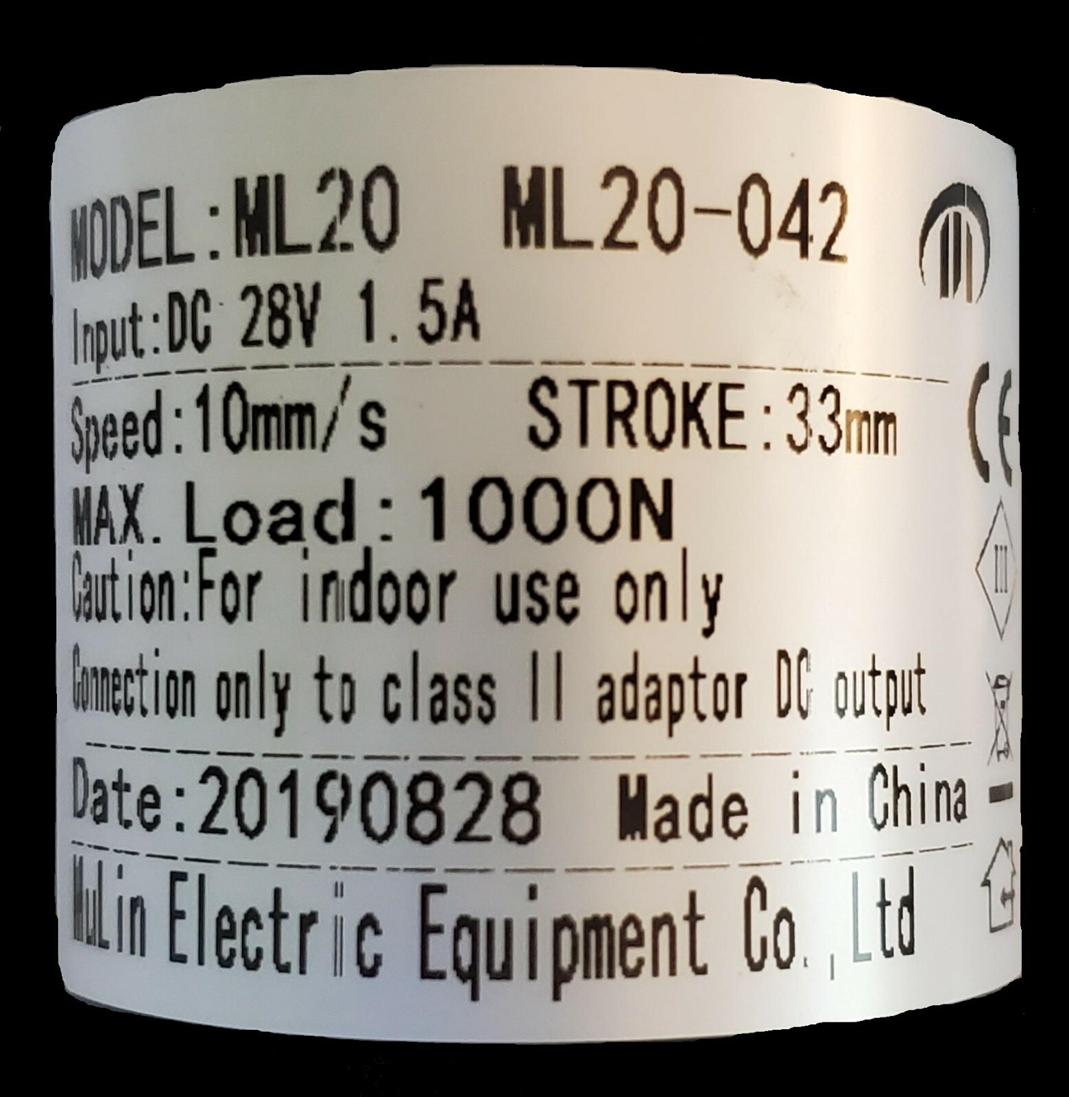 Mulin Electric Motor Actuator - ML20-042 Power Recliner Headrest Motor