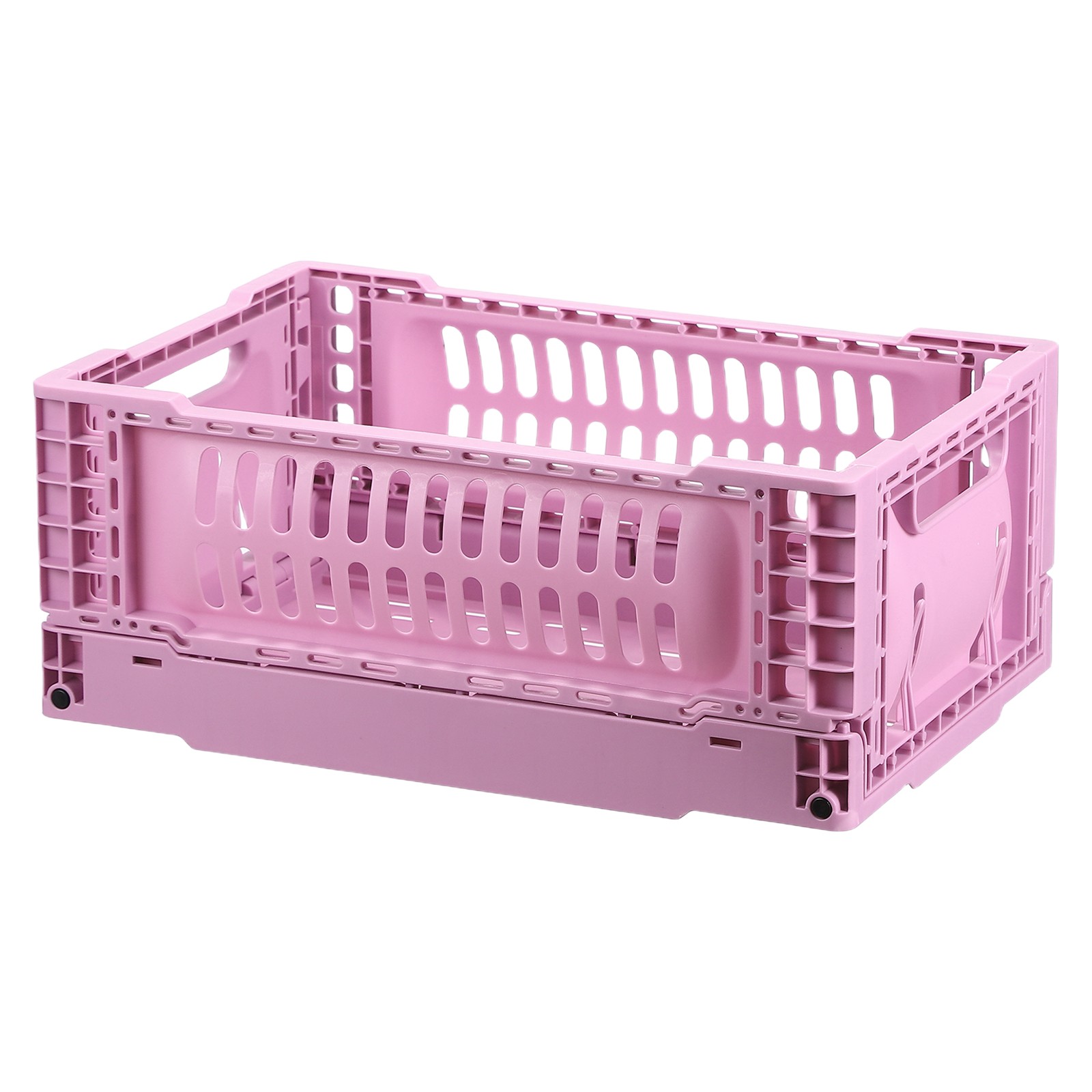 Collapsible Crates, 11.7x7.8x4.7" Small Plastic Storage Baskets, Rose Red