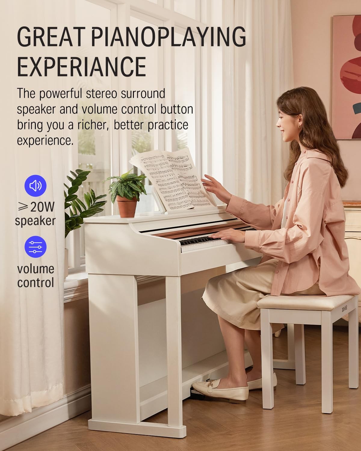 Donner DDP-100 Digital Piano White with Bench